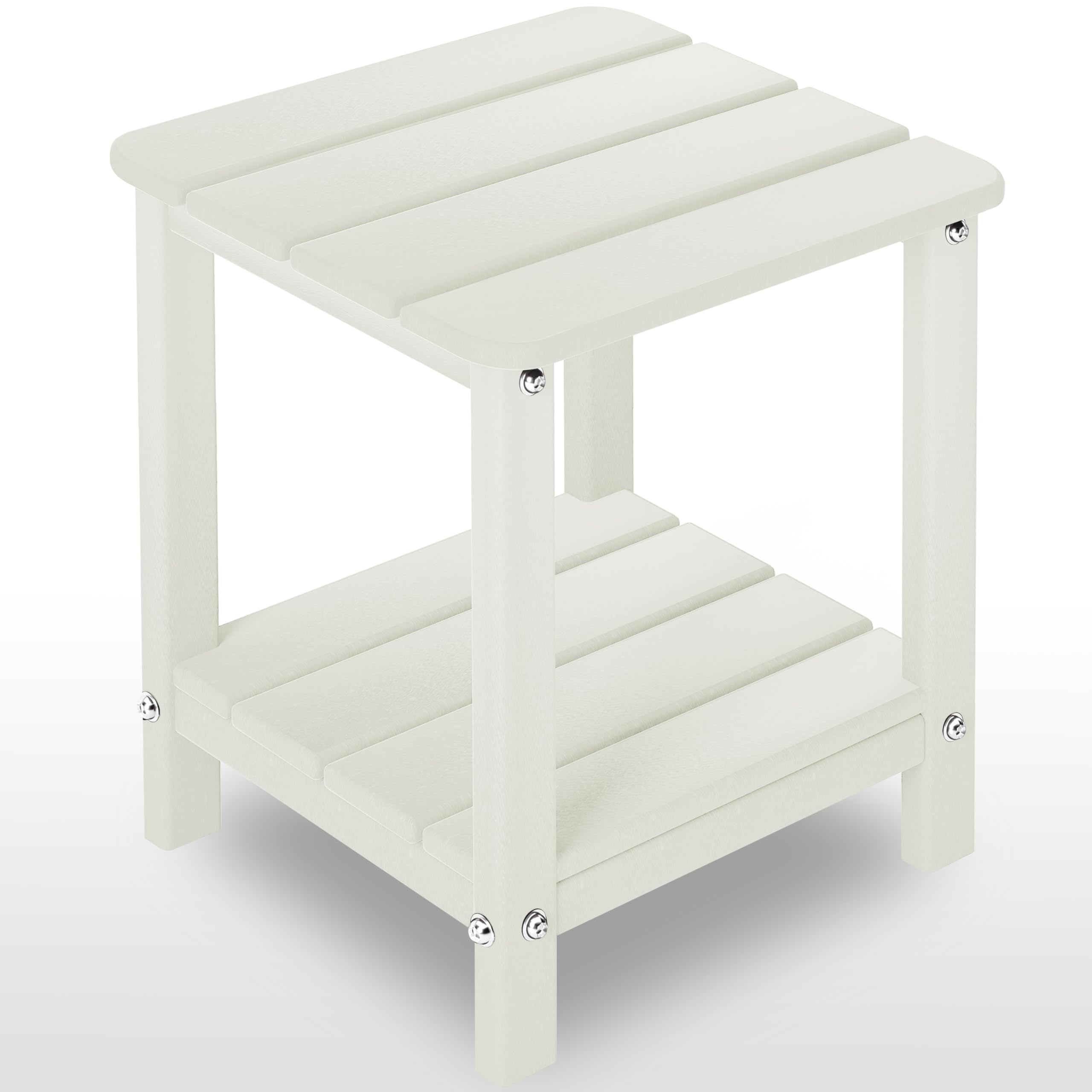 Premium White HDPE Adirondack Deck Table - Durable Outdoor Patio Furniture for Poolside, Garden, and Backyard Relaxation