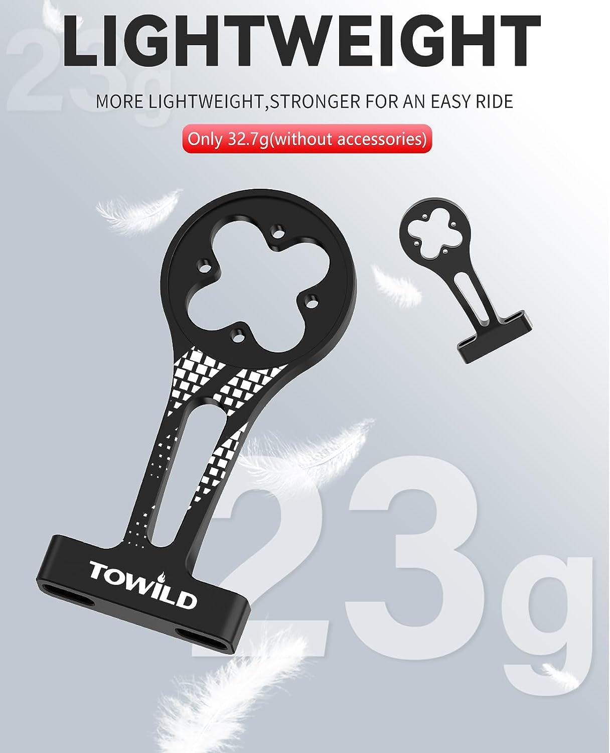 Towild AS80 Bike Computer Mount - Aluminum Alloy Out Front Handlebar Mount for Garmin Bike Computers & GoPro Cameras | Road Bike Accessories for Cycling, Commuting & Outdoor Adventures