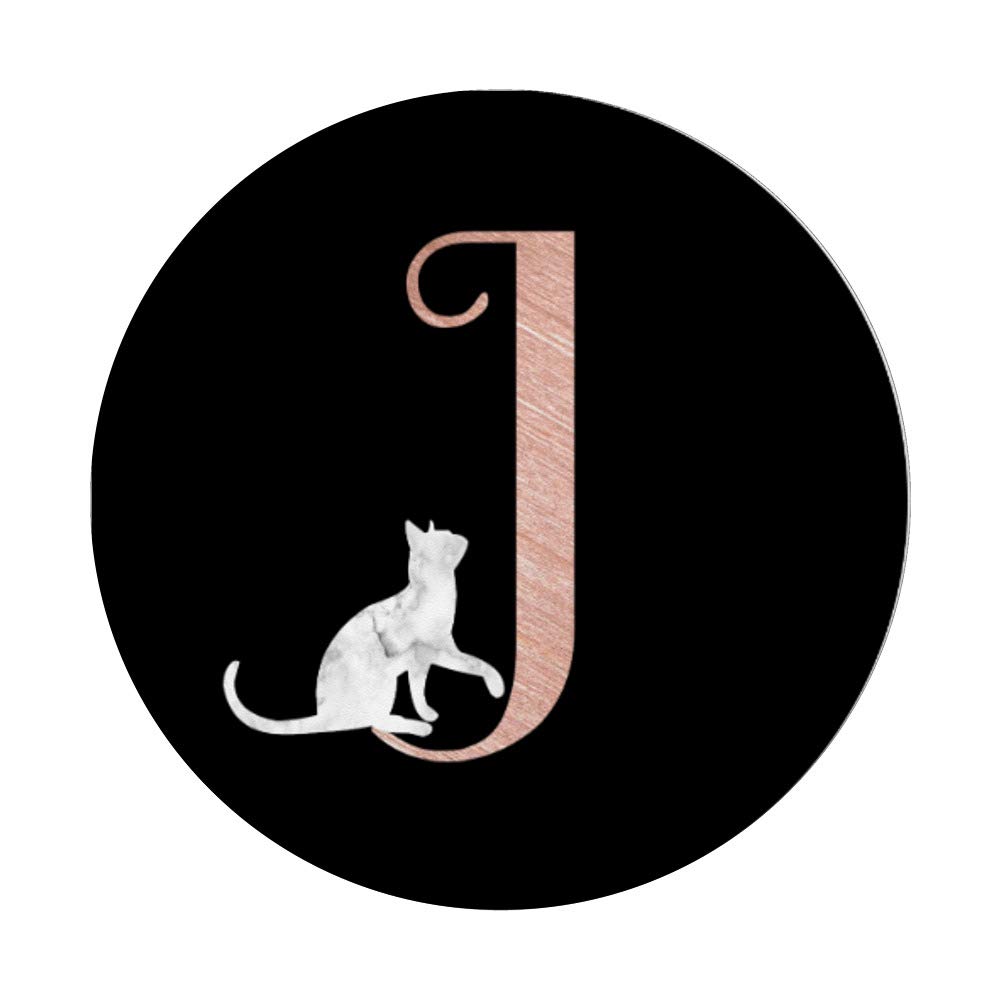 Rose Pink Letter J Phone Stand - Elegant Marble Cat Design for Girls - Perfect for Desk, Bedroom & Gift Giving