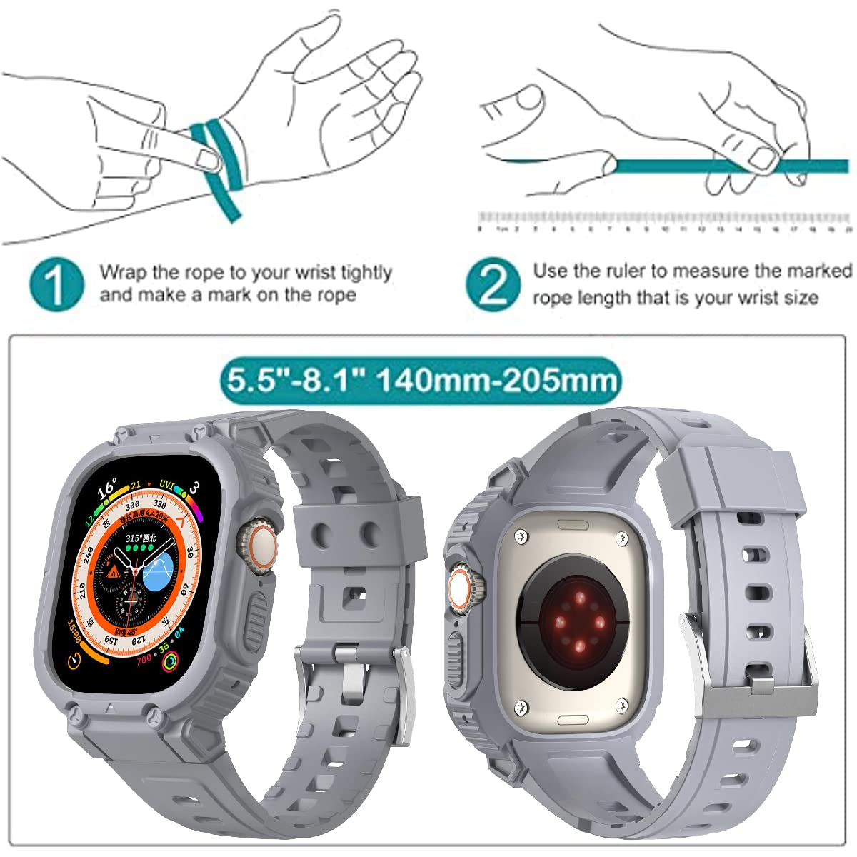 Rugged Protective Case with Band for Apple Watch Ultra 49mm - Compatible with iWatch Ultra 49mm, Durable Bumper Case for Men & Women - Perfect for Outdoor Sports, Workouts & Daily Use