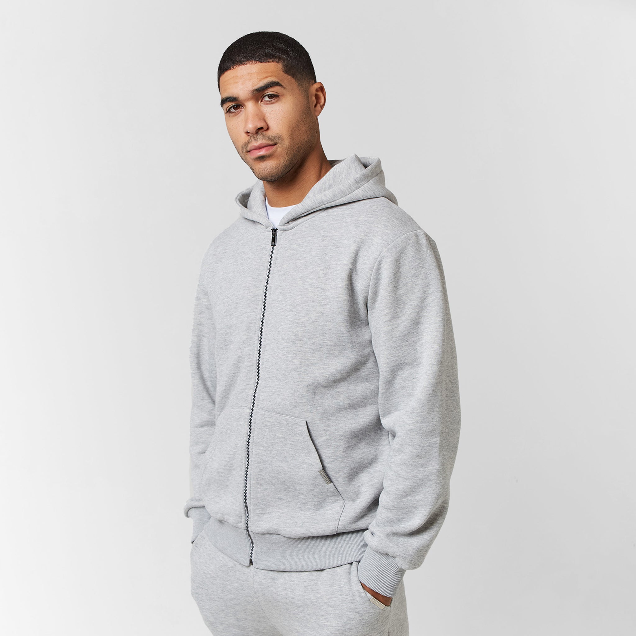 Cozy Full Zip Hoodie for Men & Women - Soft Grey Marl Pullover | Perfect for Casual Wear, Gym, and Outdoor Activities