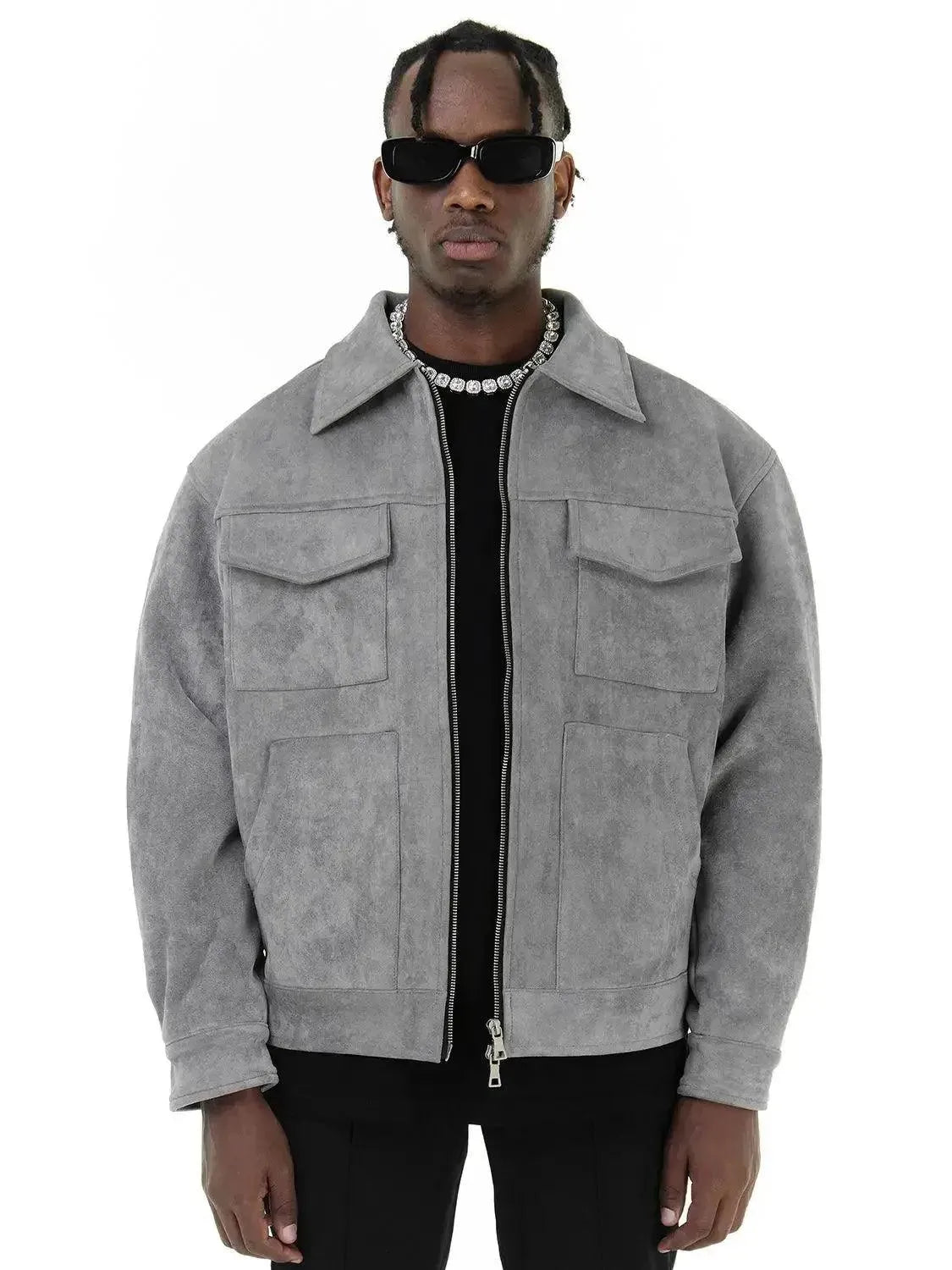 Men's Suede Trucker Jacket - Vintage Style Distressed Leather Jacket for Casual Wear & Outdoor Adventures