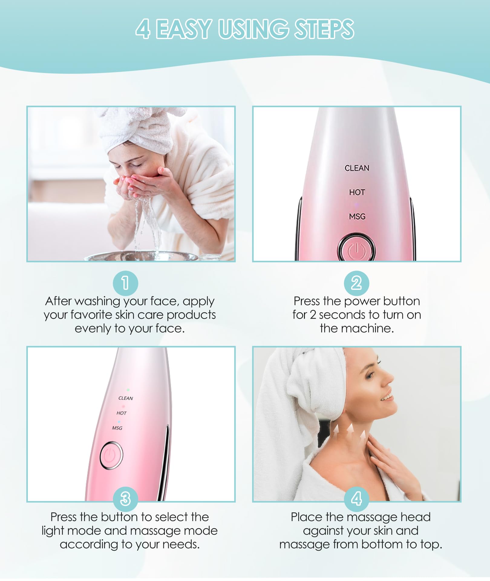 7-Color Vibrating Neck & Face Massager with Heat - Home Skin Care Tool for Relaxation & Anti-Aging | Perfect for Spa Days, Post-Workout Recovery & Stress Relief