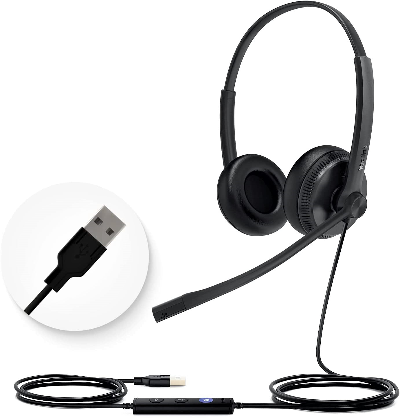 Yealink UH34 SE Dual/Mono USB Wired Headset with Noise Canceling Mic - Professional Office Headphones for Call Center, Remote Work & Video Conferencing