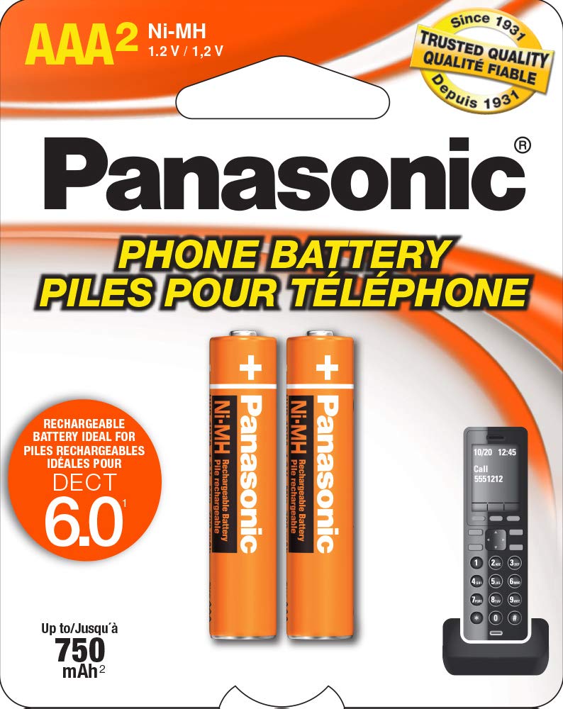 Panasonic HHR4DPA Genuine AAA NiMH Rechargeable Batteries (2-Pack, Orange) - High-Performance Power for DECT Cordless Phones, Wireless Keyboards & Household Electronics