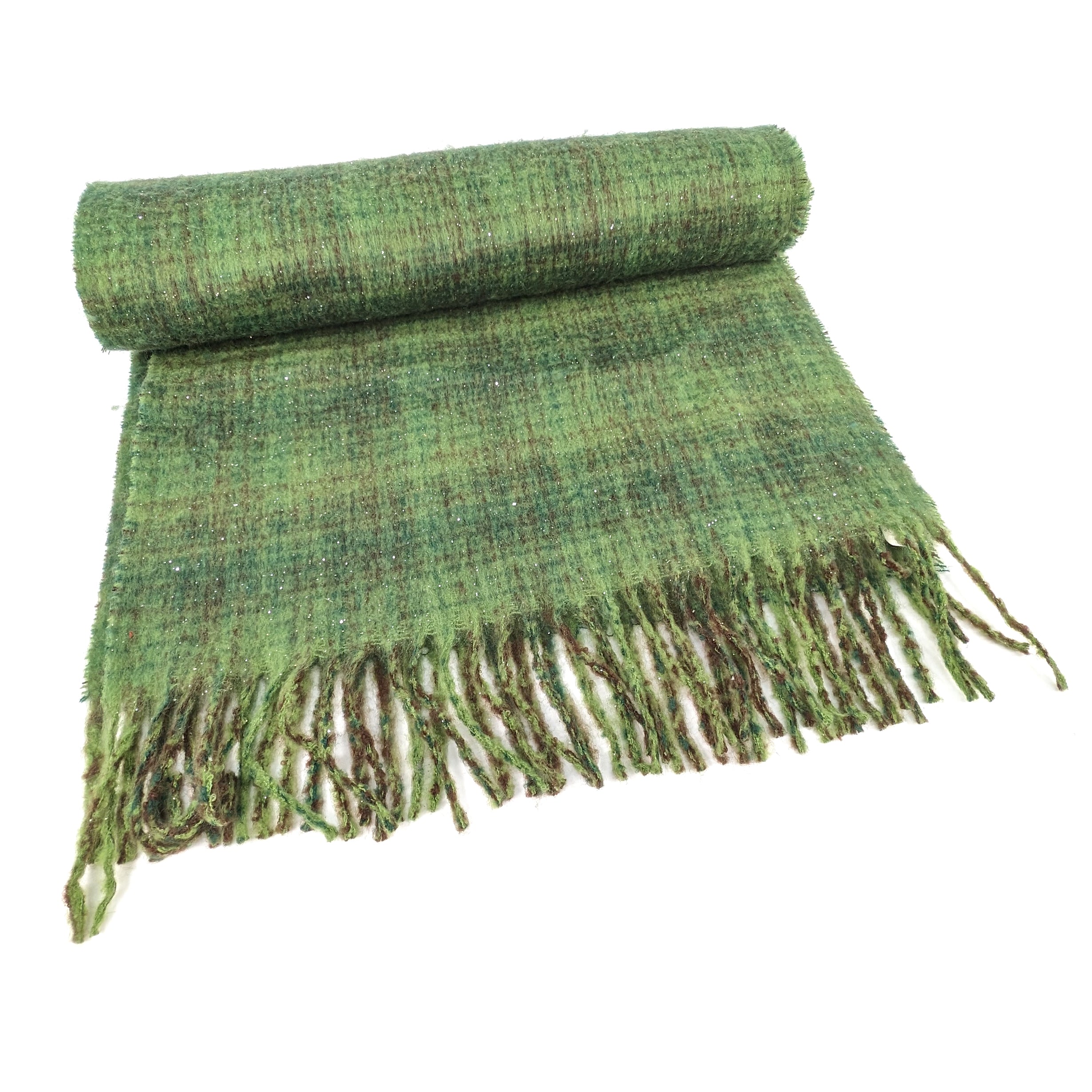 Vetrino Warm Fuzzy Thick Check Scarf for Women & Men - 50x180cm Soft Plaid Winter Scarf in Green - Perfect for Cold Weather, Outdoor Activities & Fashion Accessories