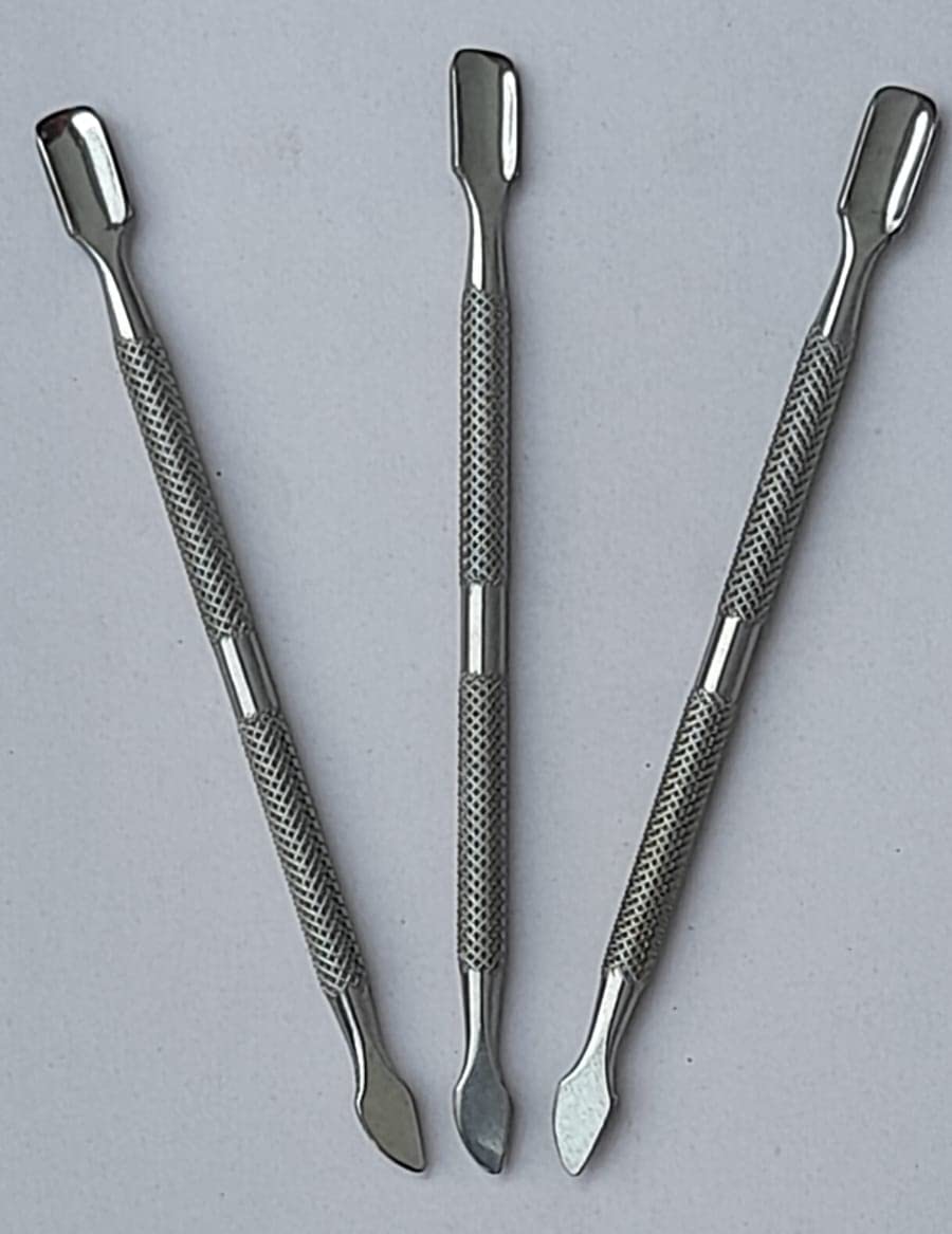 Relibba Stainless Steel Nail Pusher & Cuticle Pusher - 3 Piece Professional Nail Tool Set for Manicure & Pedicure - Perfect for Home Salon, Nail Care, DIY Grooming