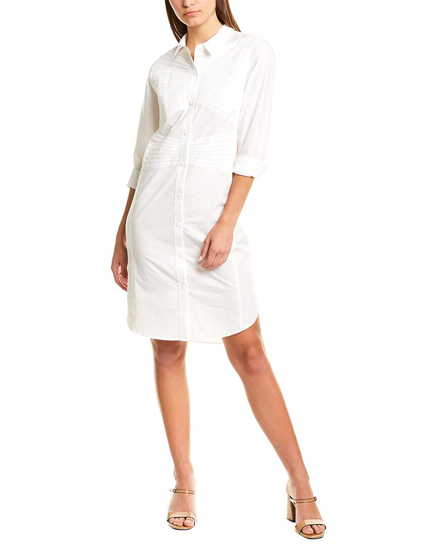 HALSTON Women's Long Sleeve Pleated Button Down Shirtdress - Elegant Office Wear & Casual Dress for Work, Date Night & Spring Outfits