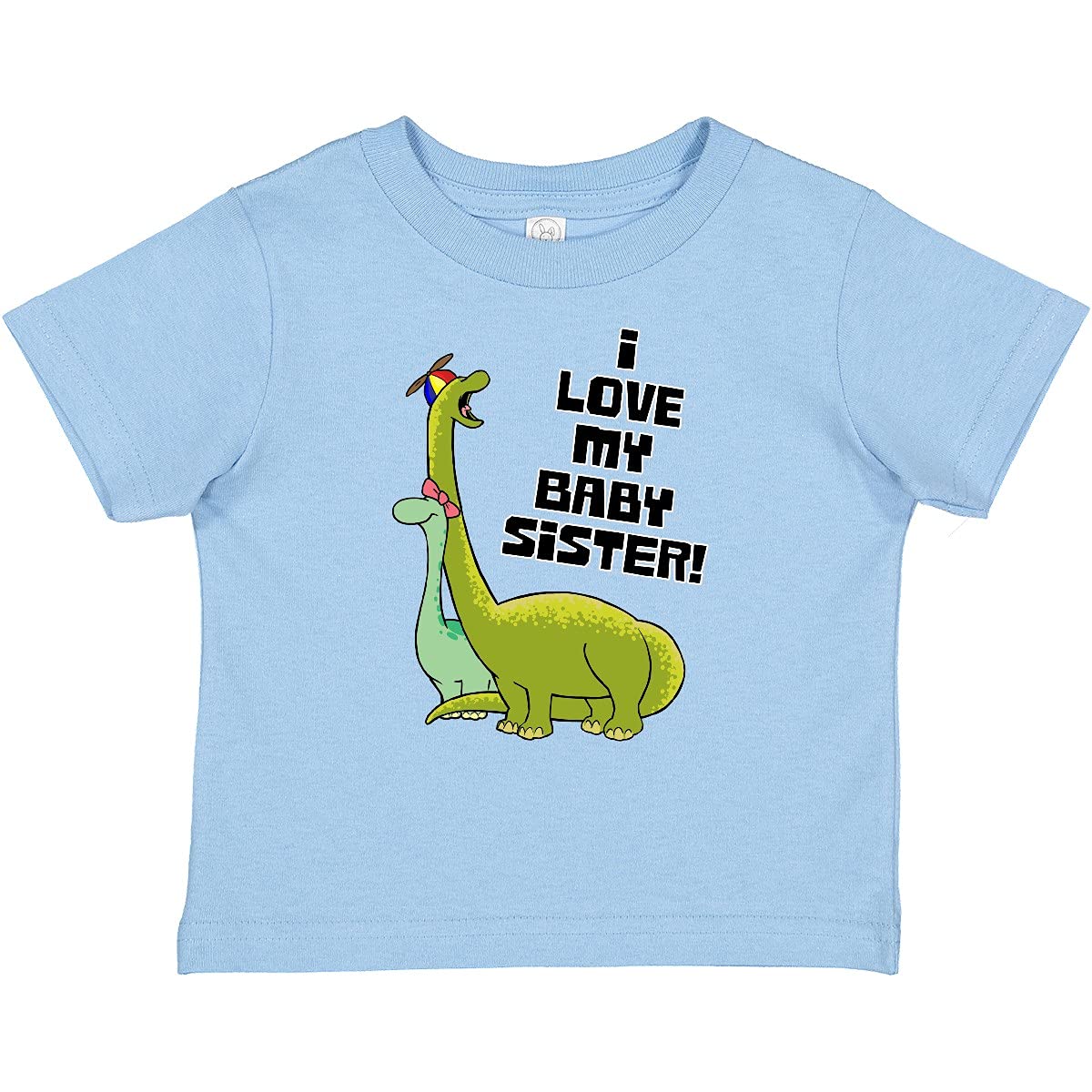 I Love My Baby Sister with Baby Brontosauruses Cute Dinosaur Graphic Baby T-Shirt - Soft Cotton Toddler Tee for Siblings & Family Matching Outfits