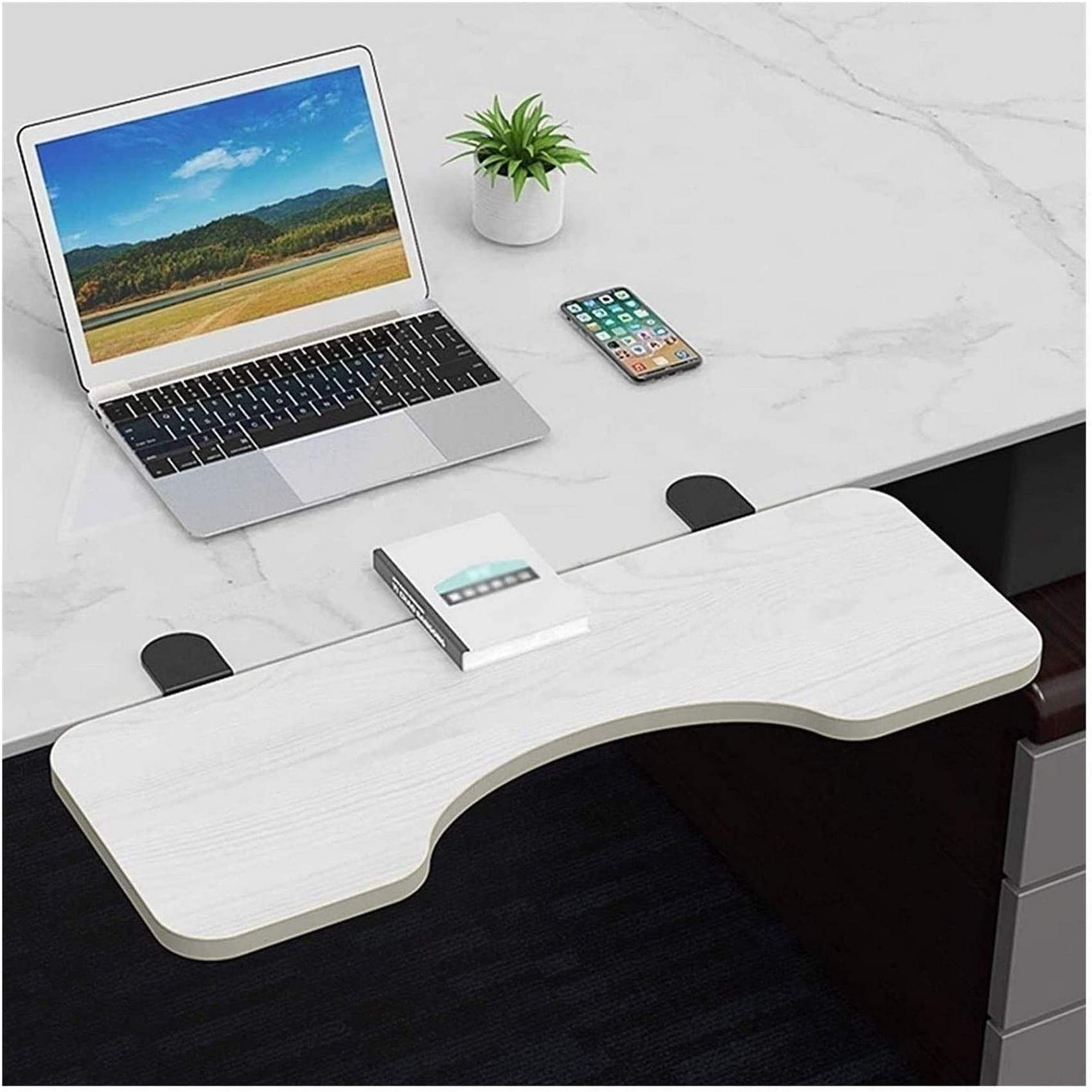 HCYY Extra Wide Under Desk Keyboard Tray - Clamp On Easy Installation, Foldable Computer Desk Extender, No Screws Needed Laptop Tray for Home & Office Workspace | Perfect for Small Spaces & Ergonomic Workstations