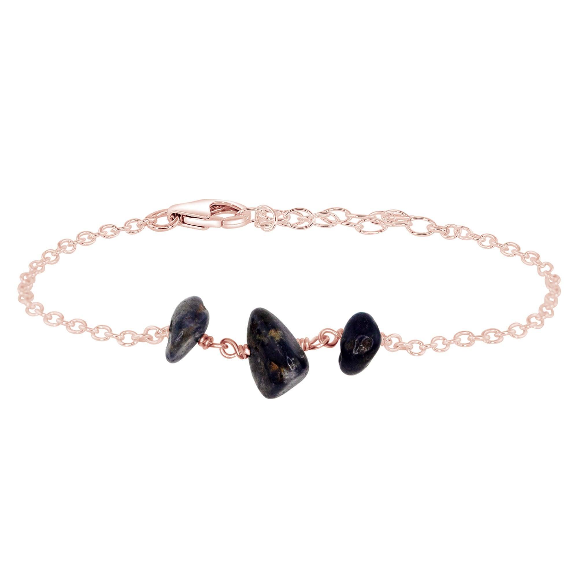 Elegant Sapphire Beaded Chain Bracelet for Women | Dainty Blue Gemstone Jewelry | Perfect for Weddings, Parties & Everyday Wear
