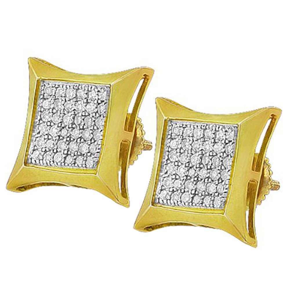 Dazzlingrock Collection 0.75 Carat (ctw) Genuine Diamond Kite-Shaped Men's Hip Hop Iced Out Stud Earrings in Sterling Silver - Perfect for Parties, Gifts & Urban Fashion