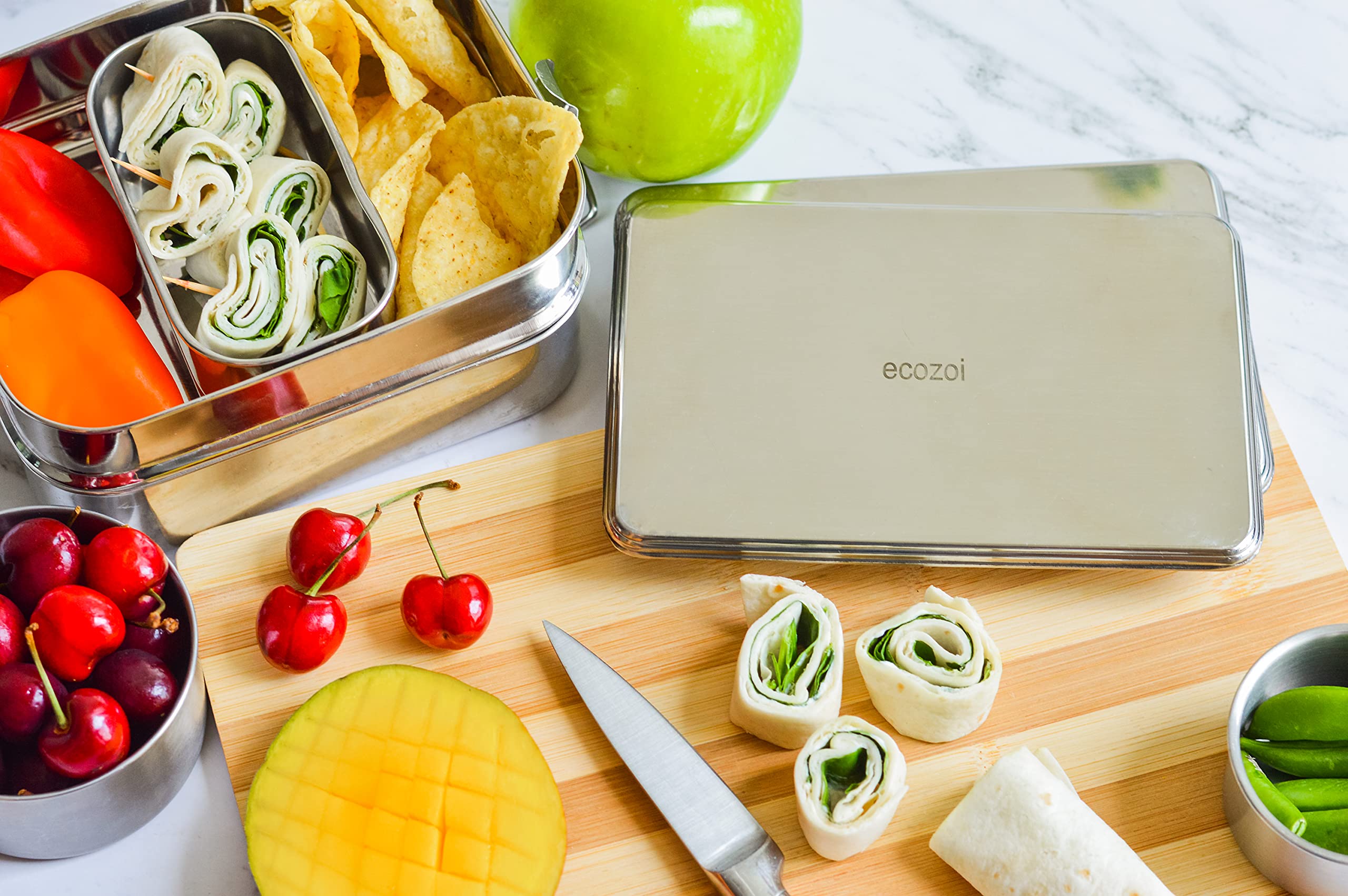 Premium Stainless Steel Lunch Chillers with Ice Packs - Eco-Friendly Cooling Solution for Lunch Bags, Bento Boxes & Coolers - 2 Pack Plastic-Free & Sustainable - Perfect for Work, School & Outdoor Picnics