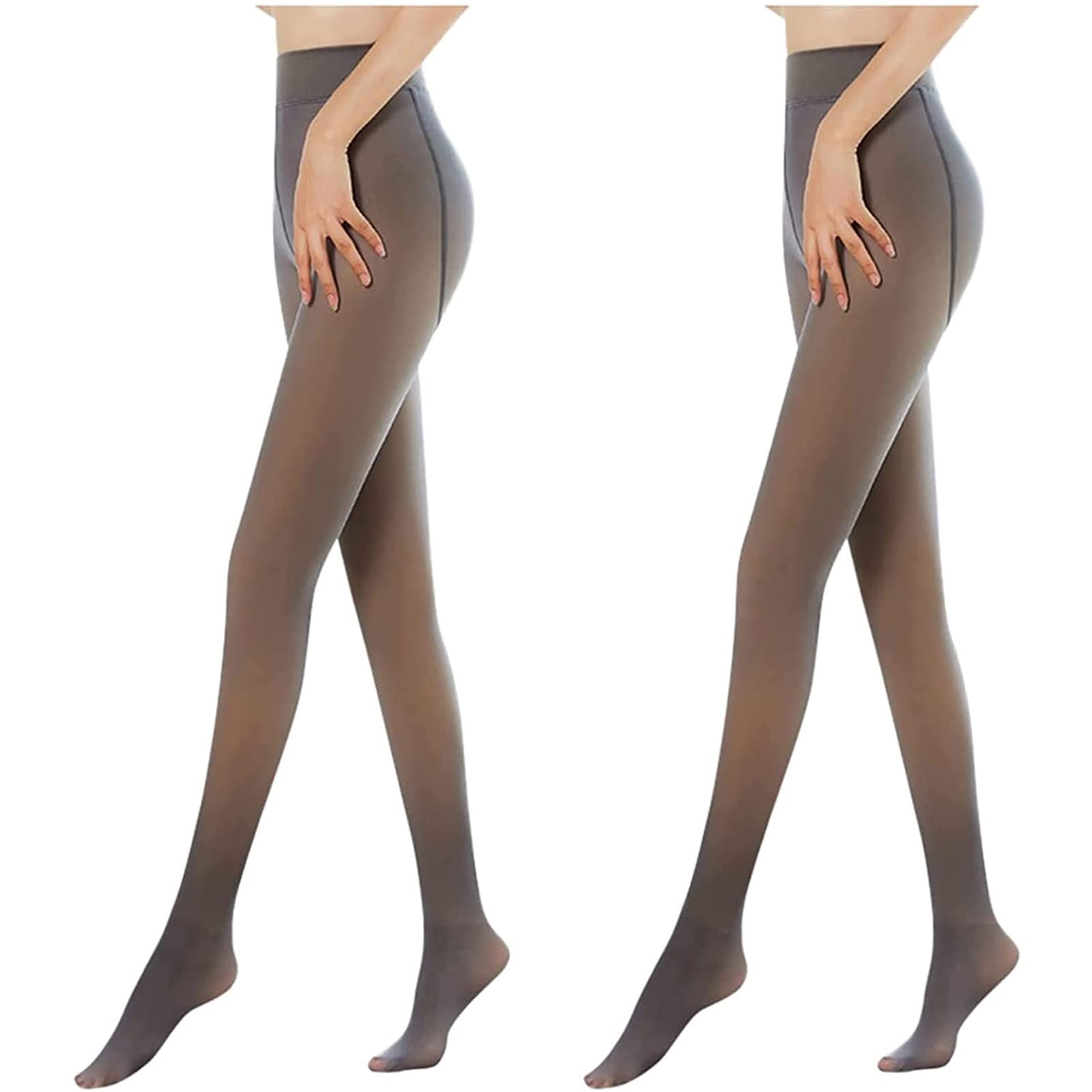 WEITONG 2-Pack Women's Fleece-Lined Thermal Leggings - High Waisted Winter Warm Opaque Tights, Stretchy Elastic Pants (Black, 90g) for Cold Weather, Yoga, Running & Outdoor Activities