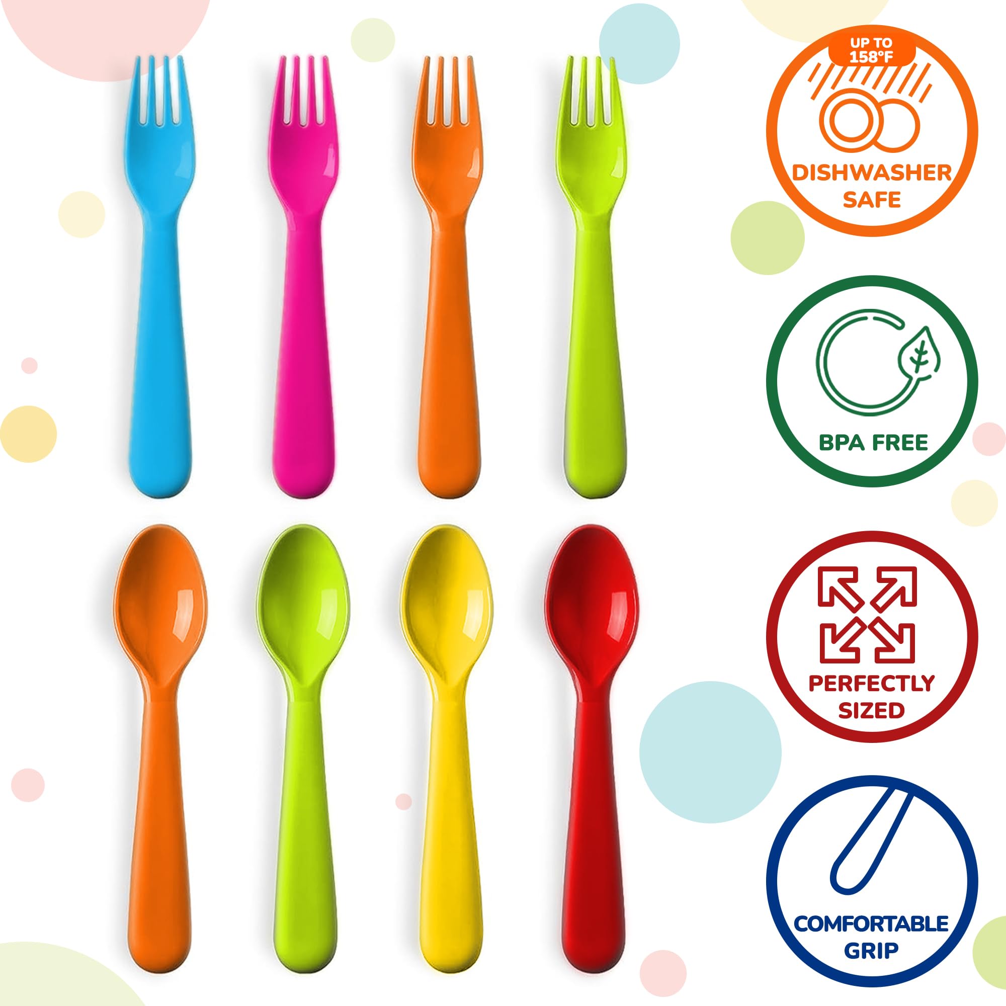 BPA-Free Plastic Toddler Utensils Set - 12-Piece Kids Forks & Spoons | Dishwasher Safe, Brightly Colored Children's Flatware | Perfect for Daycare, Travel & Learning to Eat Independently