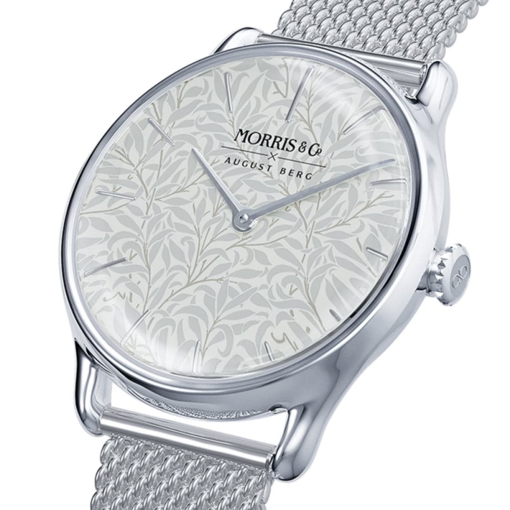 August Berg X Morris & Co. Silver Milanese Mesh Strap Unisex Watch M1WB0530E20MSL - Elegant Timepiece for Business, Casual & Special Occasions