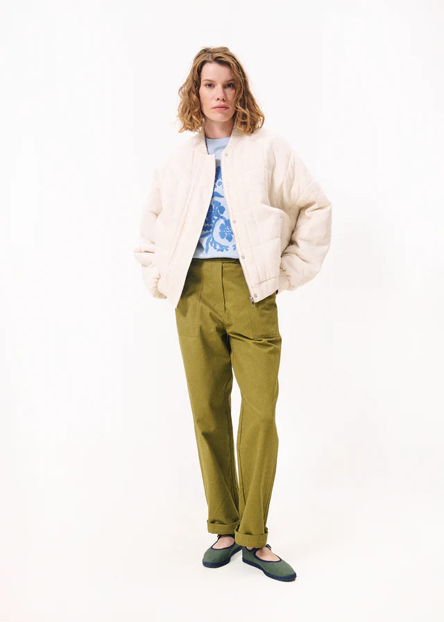 Cilem Bomber Jacket for Women - Lightweight Cream Jacket with Ribbed Cuffs & Hem | Stylish Outerwear for Casual Wear, Street Fashion & Fall Layering