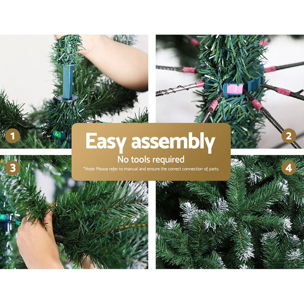 2.4M Christmas Tree with 1500 Snowy Tips - Premium Xmas Tree Decorations for Home, Office & Holiday Party Decor