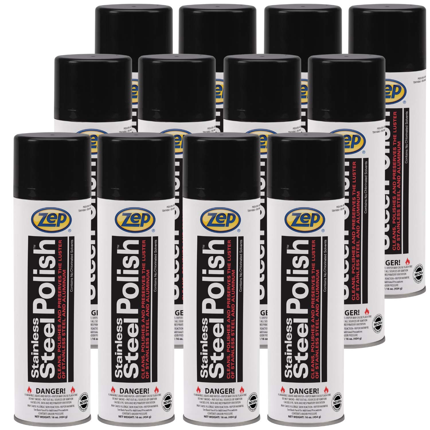 Zep Stainless Steel Cleaner 014301 - 16 oz (Pack of 12) | Professional Grade Metal Polish for Kitchen Appliances, Sinks & Commercial Equipment