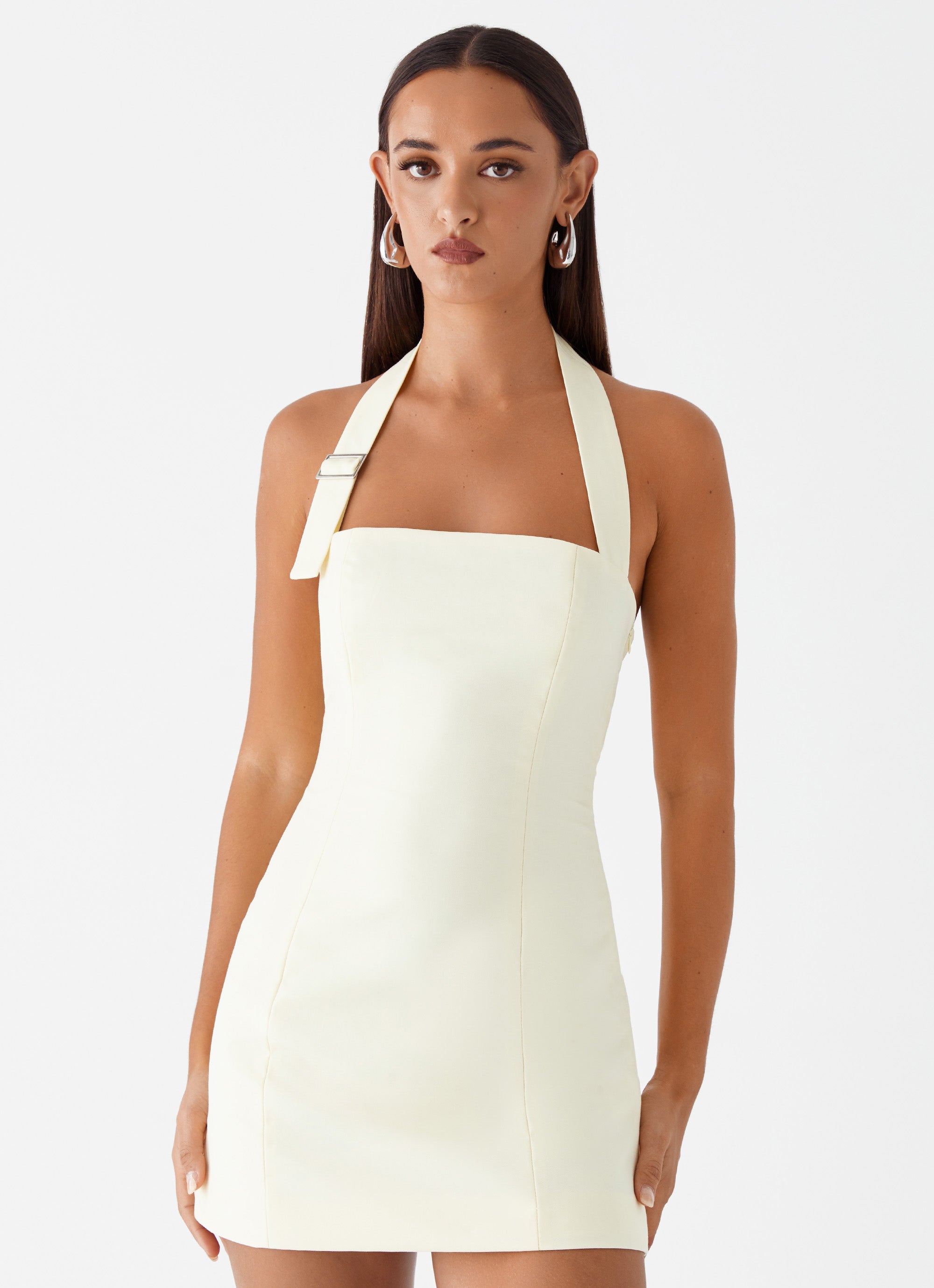 Bianca Halter Neck Summer Dress for Women - Flowy Yellow Maxi Dress with Side Slit | Perfect for Beach, Vacation, and Casual Outings