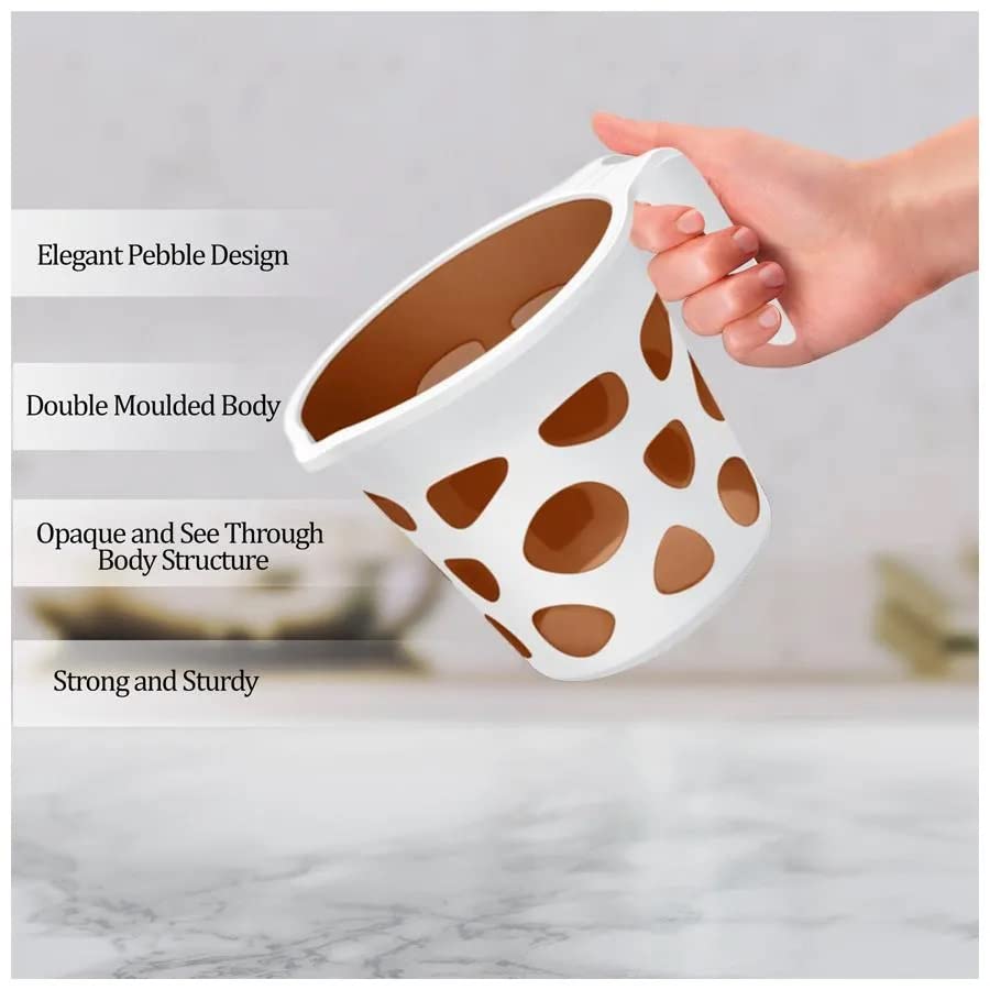 Premium BPA-Free Plastic Bath Mug - 50oz Brown Designer Bathroom Accessory for Camping, Travel & Home Use - Durable Water Cup for Shower, Outdoor & Daily Hydration