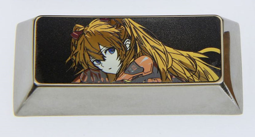Custom Anime Asuka EVA Titanium Alloy Keycap Set - Personalized TAB, CAPS, SHIFT Keycaps for Mechanical Keyboards | Perfect for Gaming, Typing & Anime Fan Collections