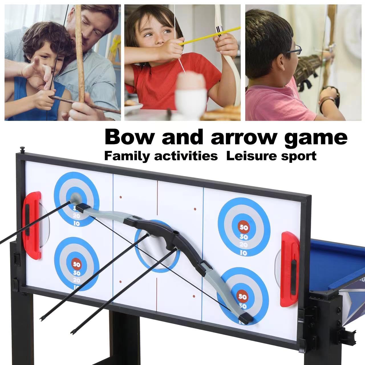 5-in-1 Multi-Game Combination Table Set - Table Tennis, Pool, Archery, Slide Hockey & Basketball - Perfect for Family Fun & Parent-Child Bonding | Indoor/Outdoor Game Table for Kids & Adults | Great for Parties, Playrooms & Backyard Entertainment