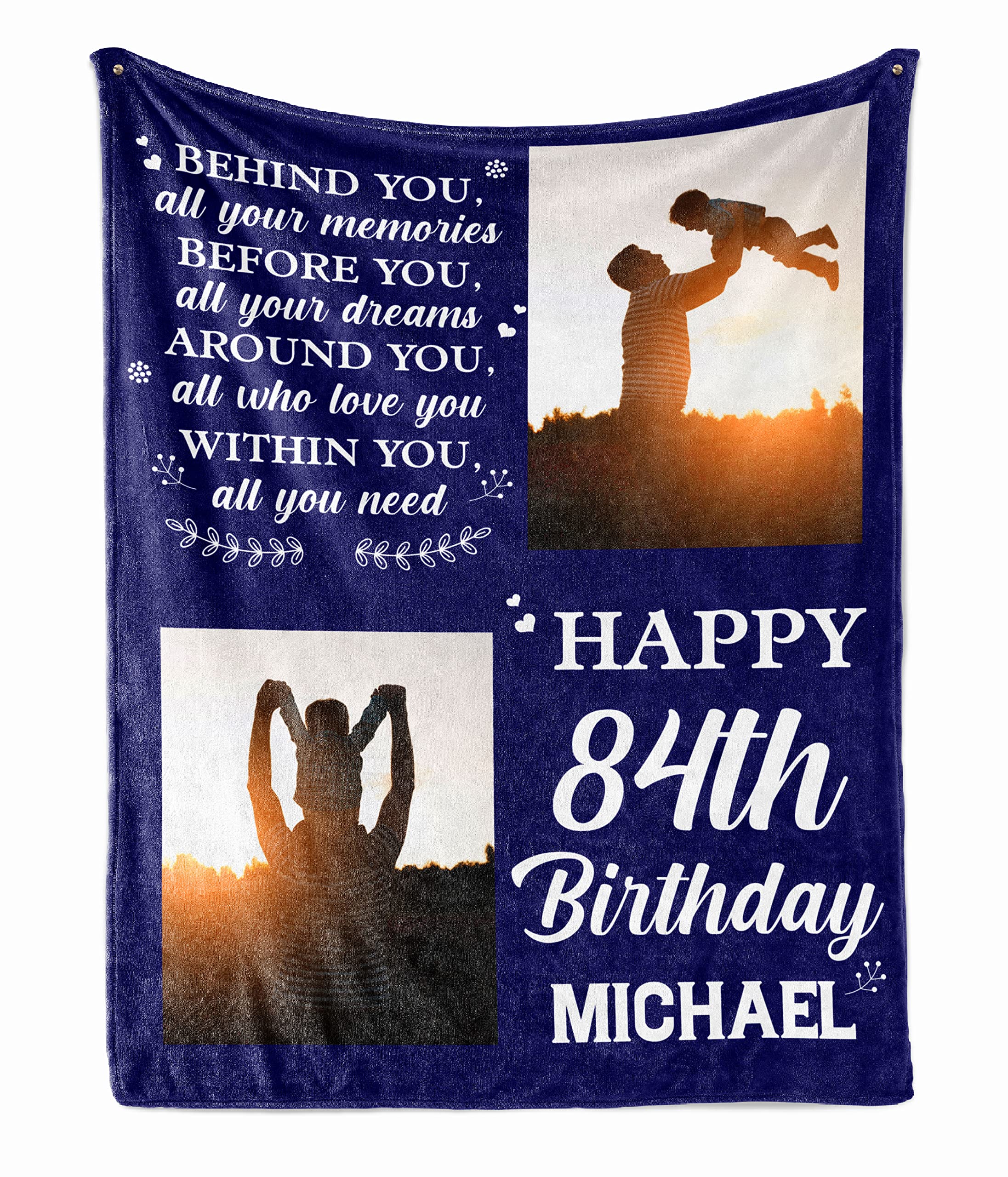 Personalized 84th Birthday Blanket for Men, Dad, Grandpa - Custom Photo Fleece Sherpa Throw Blanket - Born in 1939 Funny Gift Idea - Perfect for Birthday Decorations, Cozy Home Use & Special Occasion Gifts