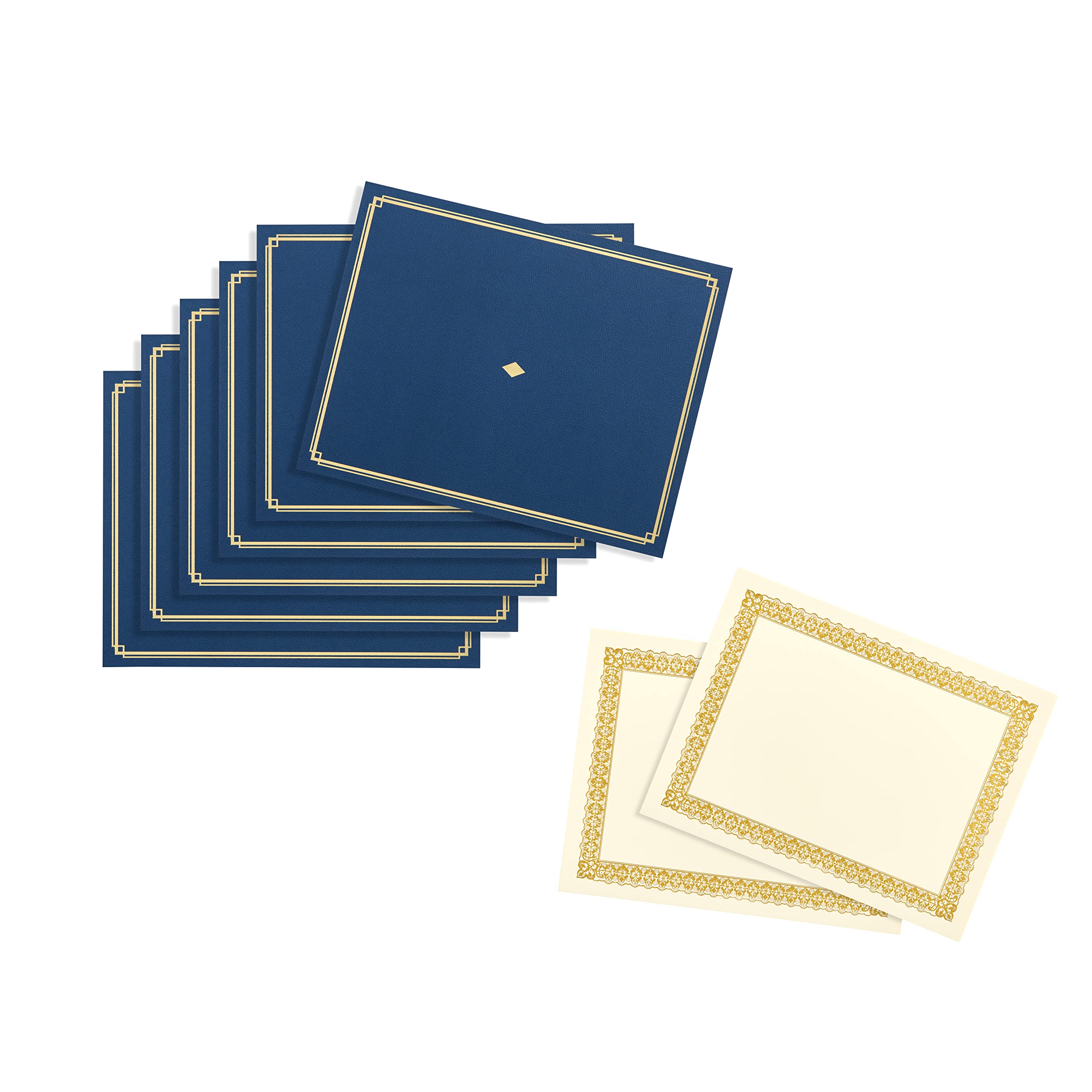Gartner Studios Certificate Kit - 60 Blue Certificate Holders & 60 Gold Foil Certificate Papers (120 Pieces Total) - Perfect for Awards, Graduations, and Professional Recognition Ceremonies