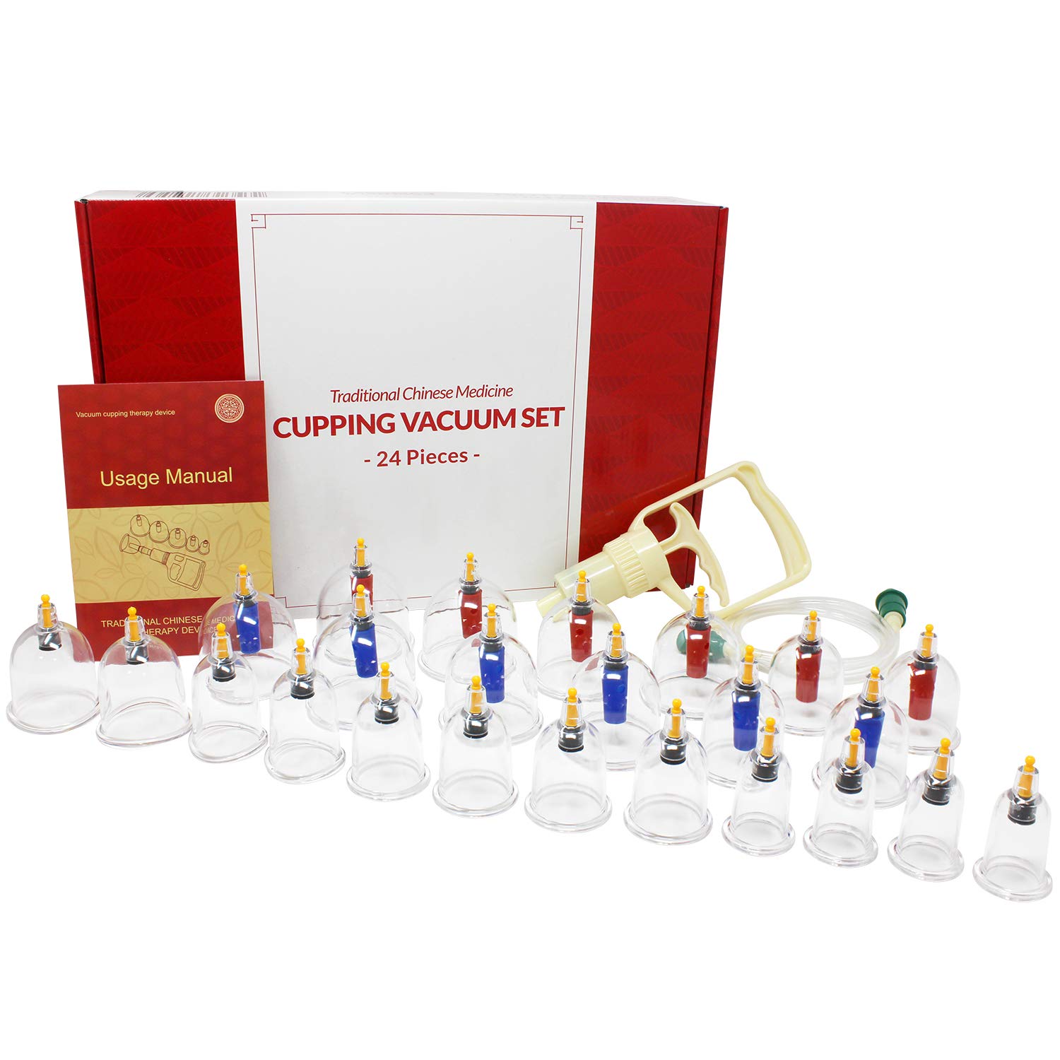 EverOne Biomagnetic Chinese Cupping Therapy Set - 24-Piece Hijama Kit for Pain Relief & Detox | Perfect for Muscle Relaxation, Blood Circulation & Holistic Wellness at Home
