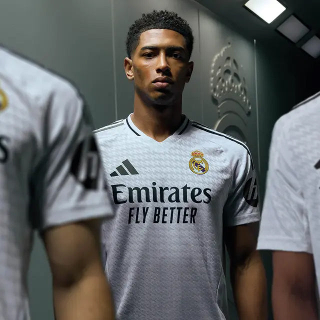 Adidas Camavinga Real Madrid 2024/25 Authentic Home Jersey with La Liga Patches - White & Black Soccer Shirt for Match Day & Fan Support