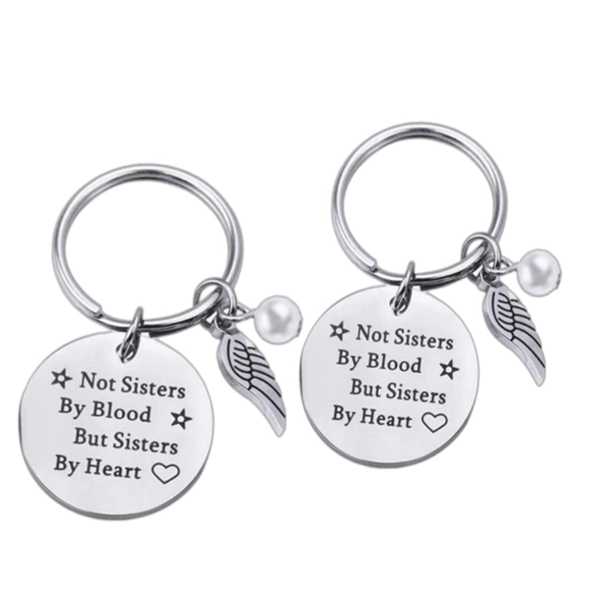 2pcs Friends Keychain for Women - Sisters by Heart Friendship Gifts, BFF Keyrings for Teen Girls, Christmas Birthday Graduation Gifts for Best Friend Female, Perfect for Everyday Carry and Special Occasions