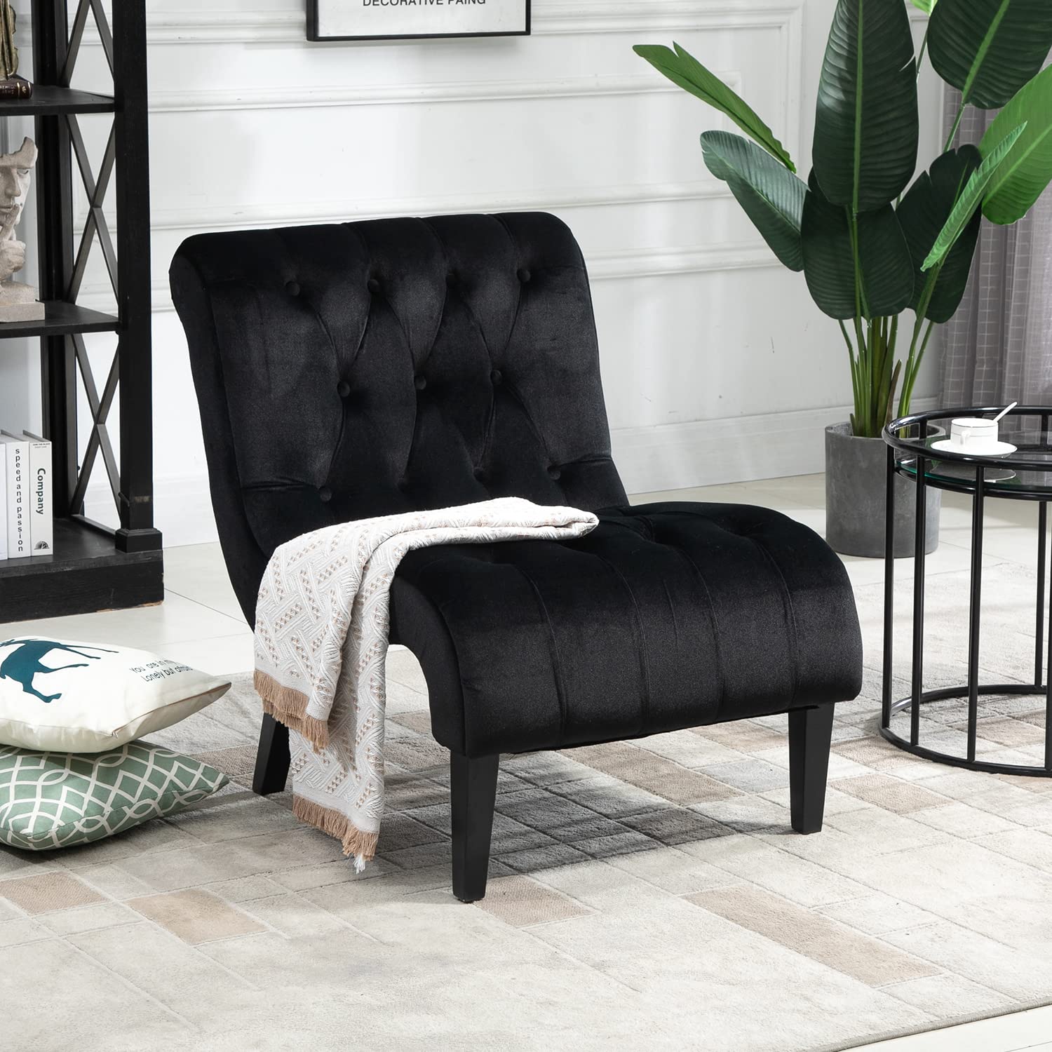 AVAWING Armless Accent Chair - Modern Fabric Upholstered Lounge Chair with Sturdy Wood Legs for Living Room, Bedroom & Office - Comfortable Seating for Relaxing, Reading & Small Space Decor