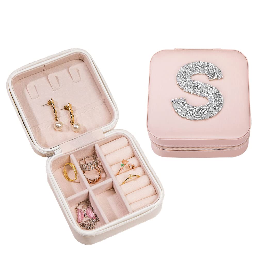 Personalized Monogram Jewelry Box for Women - Custom Initial Letter Jewelry Organizer with Layers for Earrings, Rings & Necklaces - Wedding, Engagement, Birthday Gift Idea - Perfect for Travel, Home Storage & Special Occasions