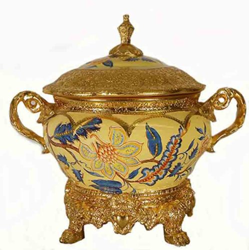 Ceramic Vase with Handle, Pedestal Base & Lid - Elegant Home Decor Gift for Living Room, Dining Table, or Wedding Centerpiece