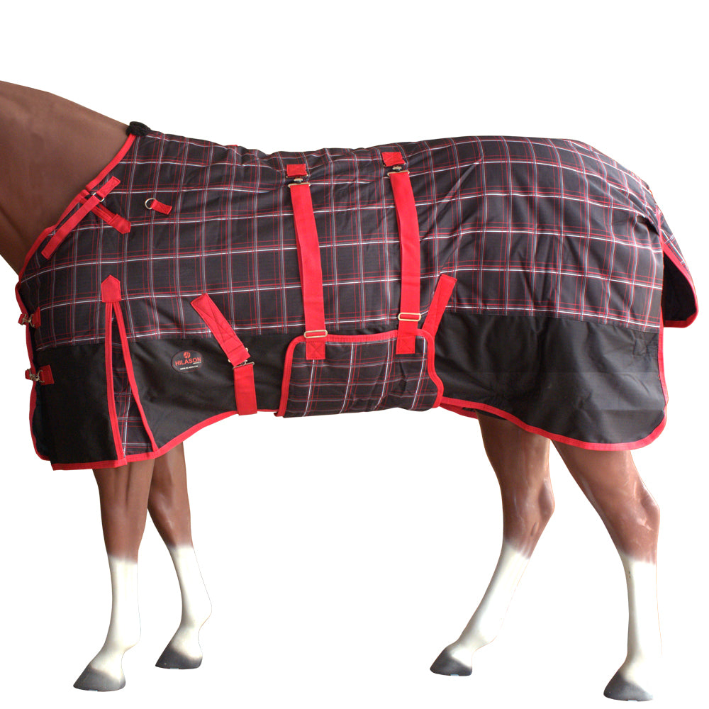 Hilason 1200D Winter Waterproof Turnout Horse Blanket with Belly Wrap - Heavy Duty 66