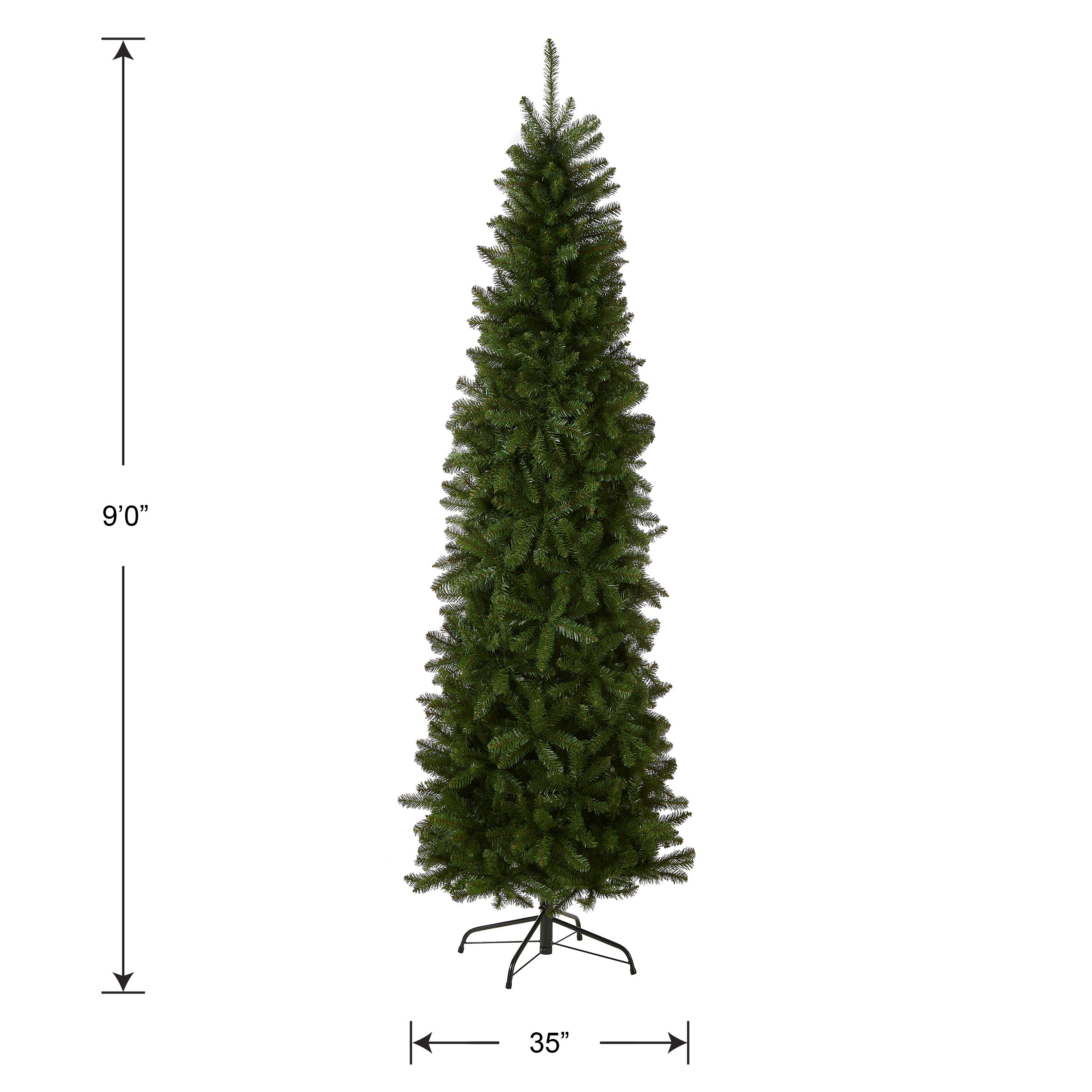 9 ft. Kingswood Fir Pencil Christmas Tree - Slim Artificial Holiday Tree for Home, Office & Party Decorations