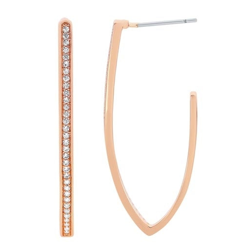 Diamond Geometric C Hoop Earrings in Sterling Silver - Elegant Dangle Earrings for Women, Perfect for Parties, Weddings & Everyday Wear