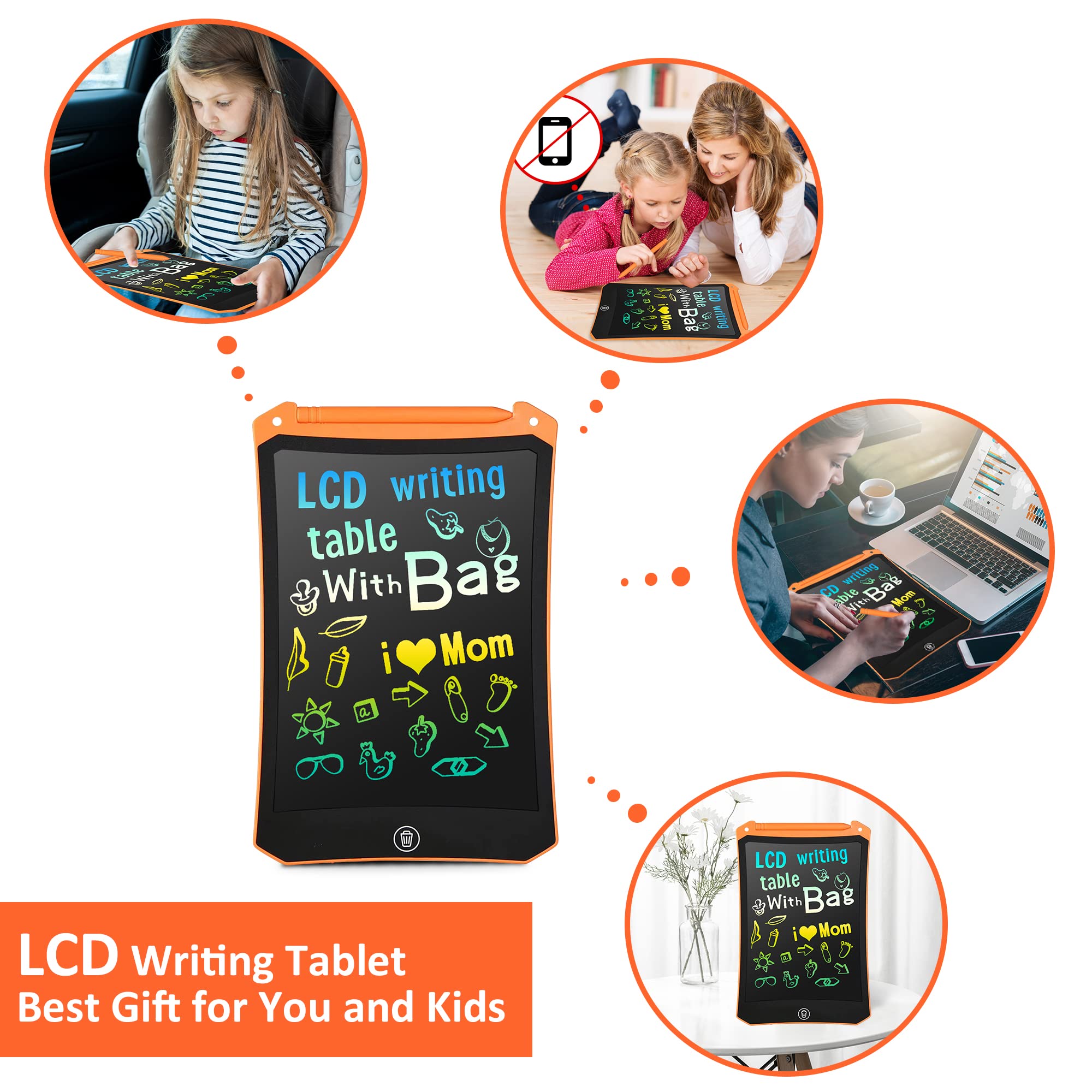 LEYAOYAO 8.5 Inch LCD Writing Tablet - Colorful Drawing Pad with Protective Case, Erasable Doodle Board for Kids Ages 3-6 | Perfect Learning Toy Gift for Toddler Boys & Girls (Orange) - Ideal for Home, School & Travel Use
