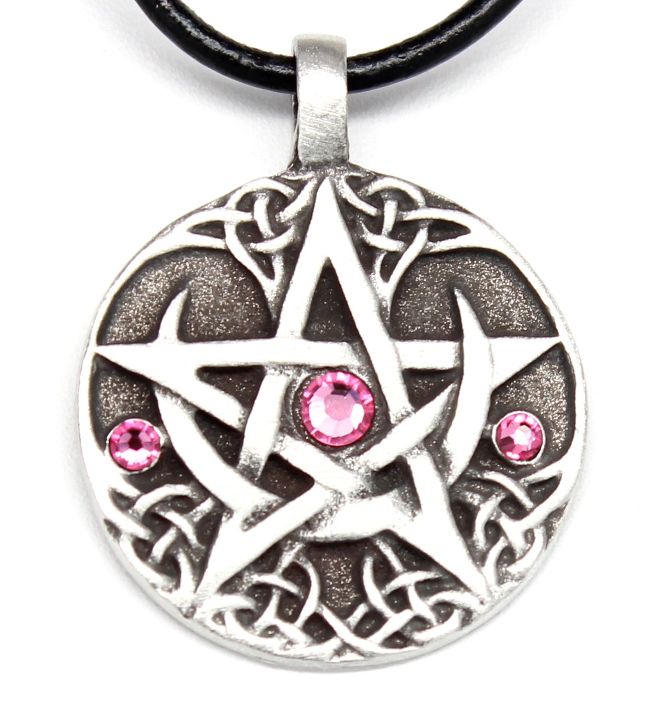 Trilogy Pewter Lunar Pentagram Necklace with Crystals - Birthday Gift for Women