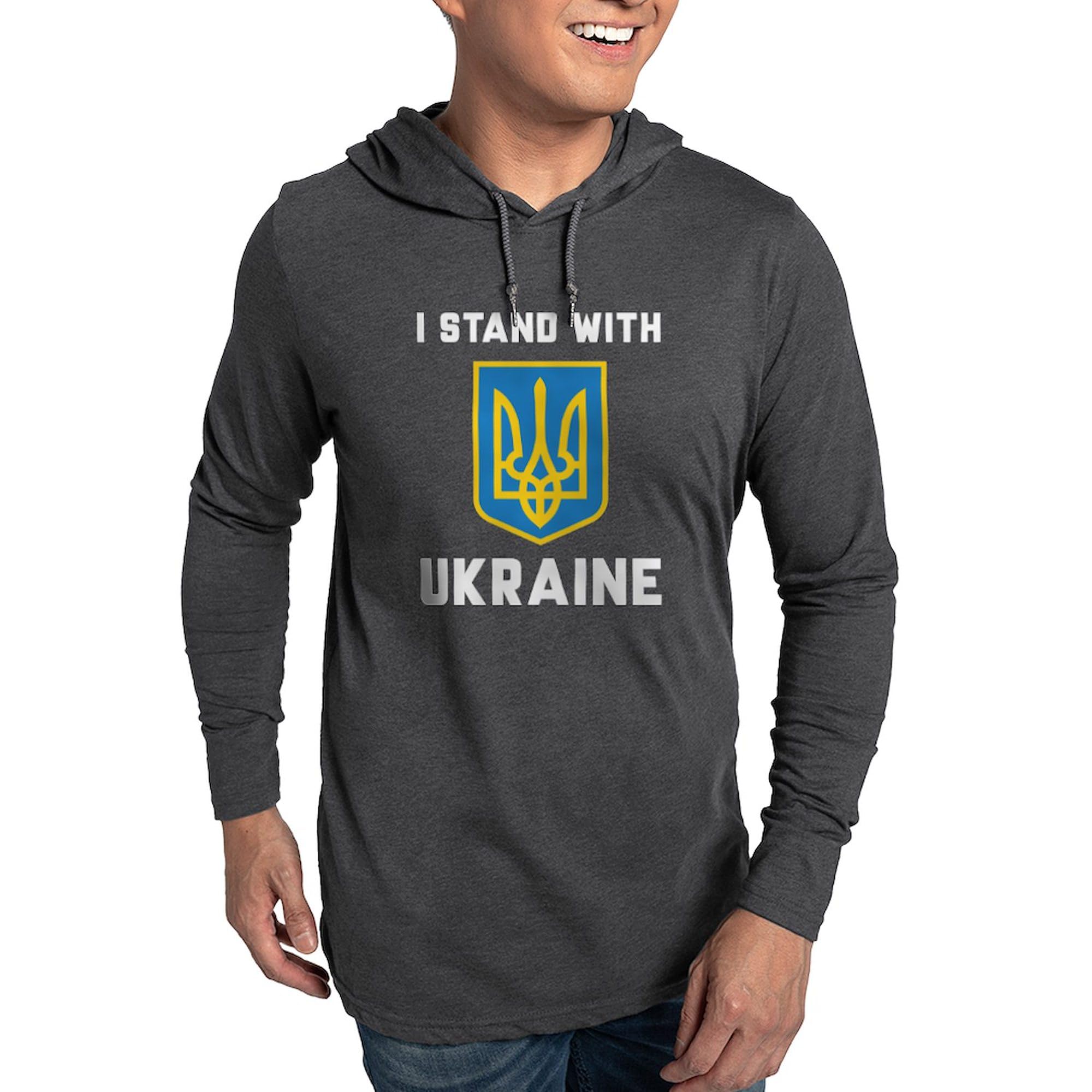 I Stand With Ukraine Men's Hooded Shirt - Comfortable Pullover Hoodie for Men - Show Support with Stylish Casual Wear for Everyday & Protest Events