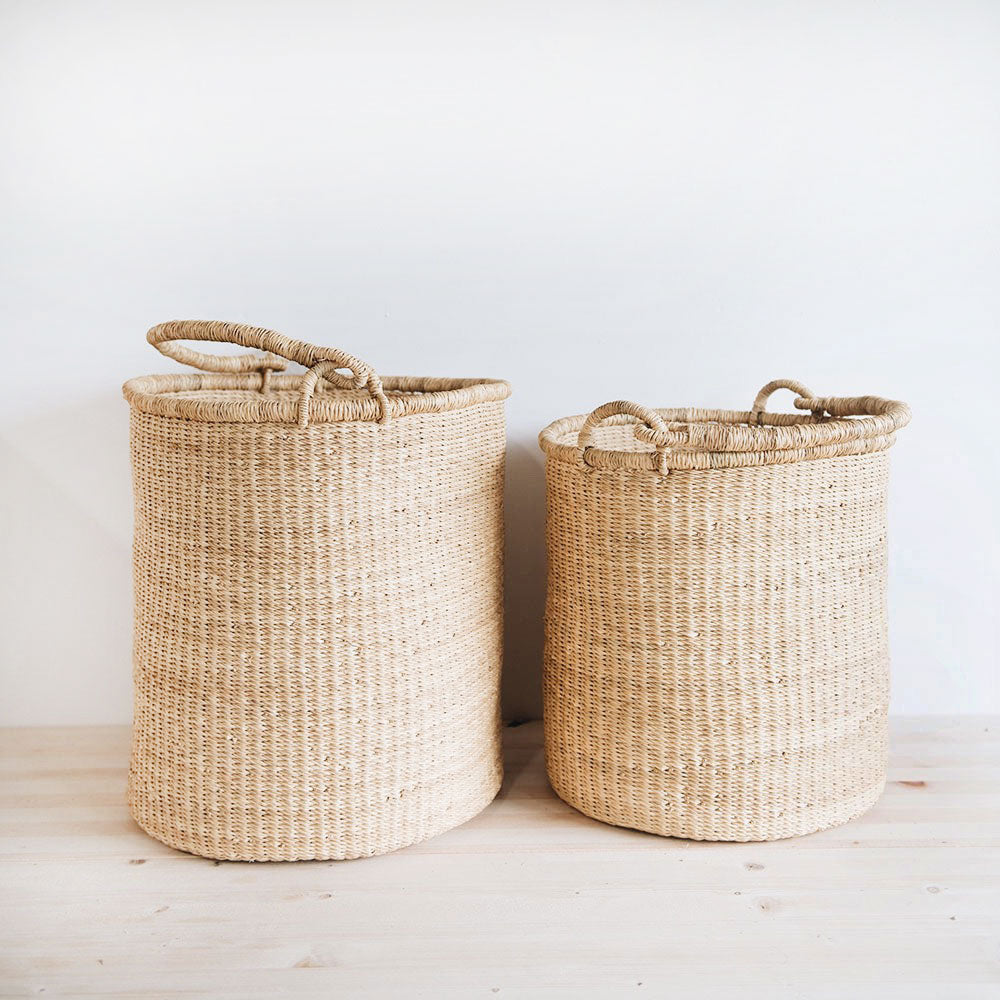 Natural Bolga Hamper Basket Set - Handwoven African Storage Baskets for Laundry, Blankets & Home Decor | Eco-Friendly & Stylish Organization Solution