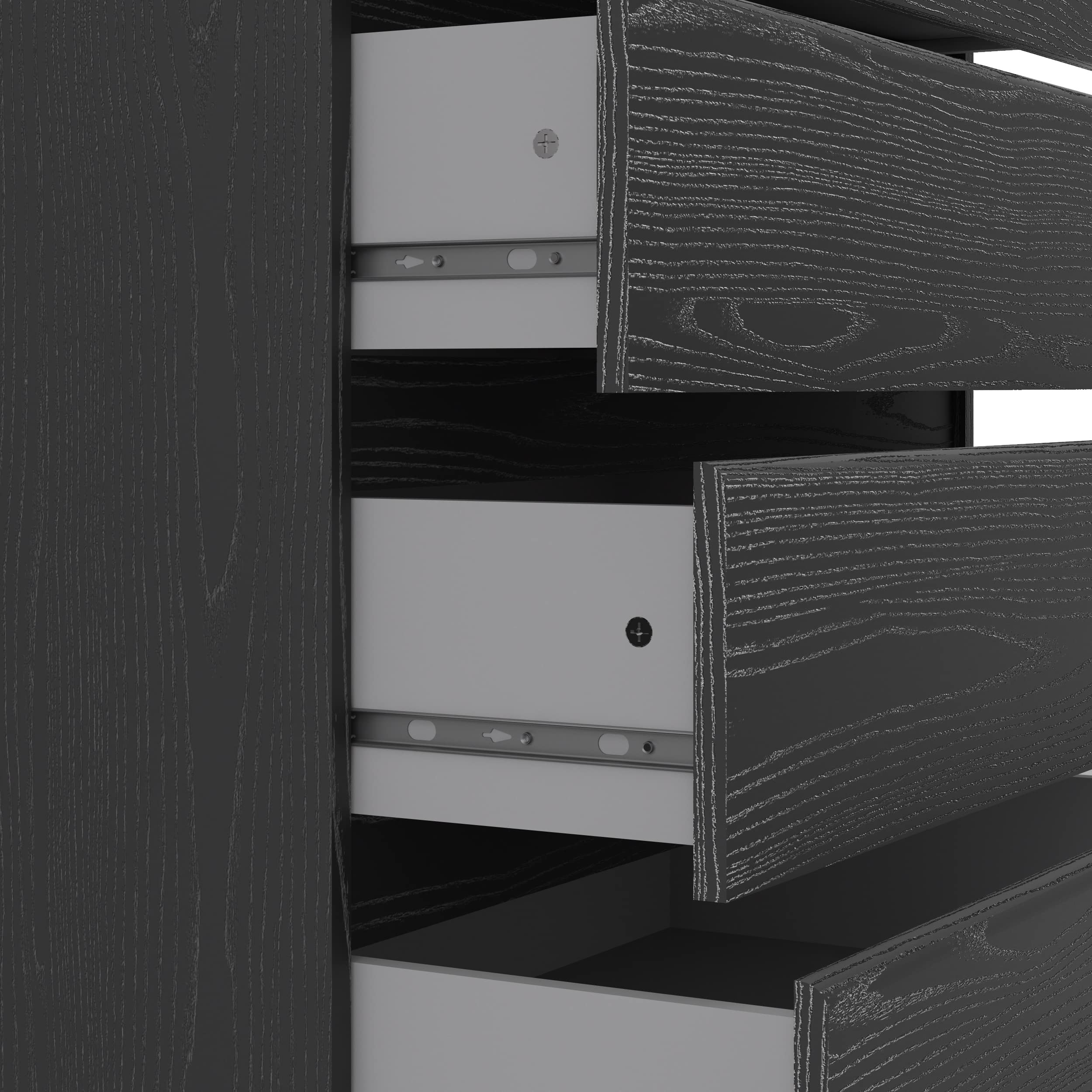Tvilum Scottsdale 5-Drawer Chest Dresser - Black Wood Grain Finish - Modern Bedroom Storage Furniture for Home Organization