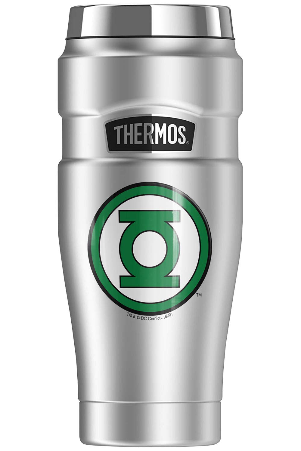 Green Lantern Circle Logo Stainless Steel Travel Tumbler - 16oz Vacuum Insulated Double Wall Thermos Mug for Coffee, Tea & Cold Drinks - Perfect for Office, Gym, Camping & Outdoor Activities