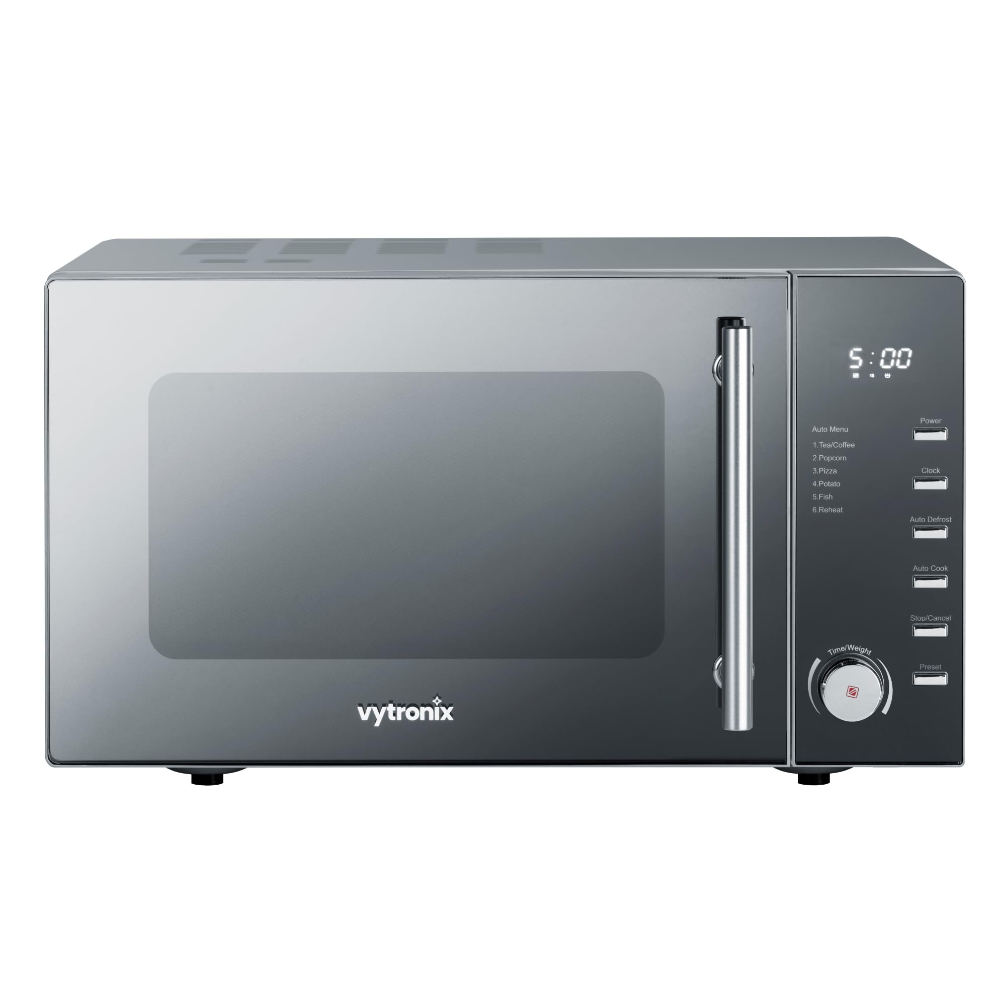 VYTRONIX VY-C900M 900W Digital Microwave Oven - 25L Capacity, 5 Power Levels, Clock & Timer, Mirrored Front - Perfect for Small Kitchens, Dorms & Office Break Rooms