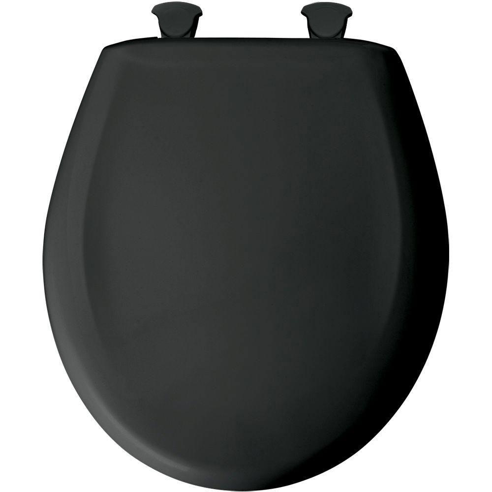 Bemis Round Closed Front Toilet Seat in Black 529683 - Durable & Comfortable Toilet Seat Cover for Bathroom, Home & Office Use