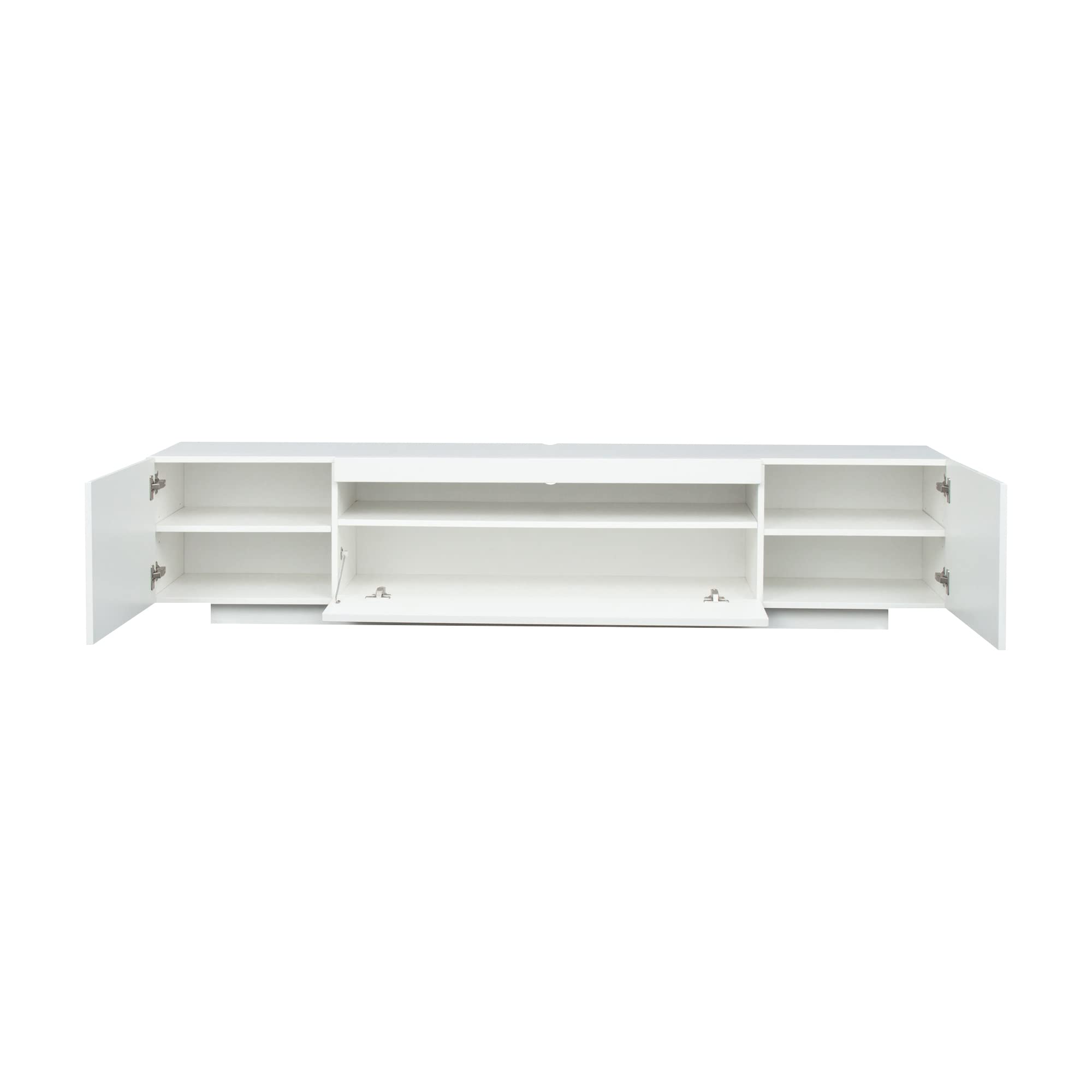 Ucloveria 79 Inch White Modern LED TV Stand with Lights & Storage Drawers - Entertainment Center Media Console for 45-80 Inch TVs (78.74
