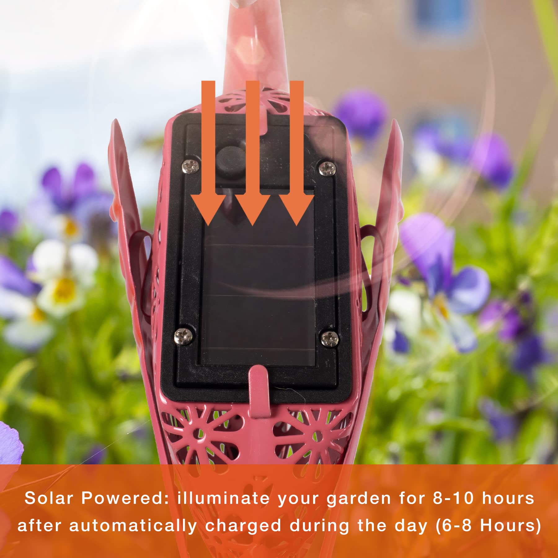 Flamingo & Crane Solar Garden Lights - Waterproof LED Outdoor Decor for Yard, Lawn, Patio, Porch & Pathway | 8-Hour Illumination with Rechargeable Battery | 2-Pack Solar Stake Lights for Beautiful Nighttime Landscape Lighting