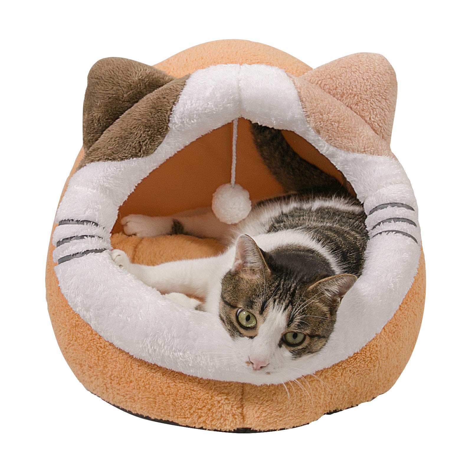 Qucey Cat Beds for Indoor Cats - Washable Cat Cave Bed with Removable Cushion, Cozy Cat Tent House & Kitten Bed, Perfect for Small Dogs Too - Ideal for Lounging, Napping & Warmth in Living Rooms & Bedrooms