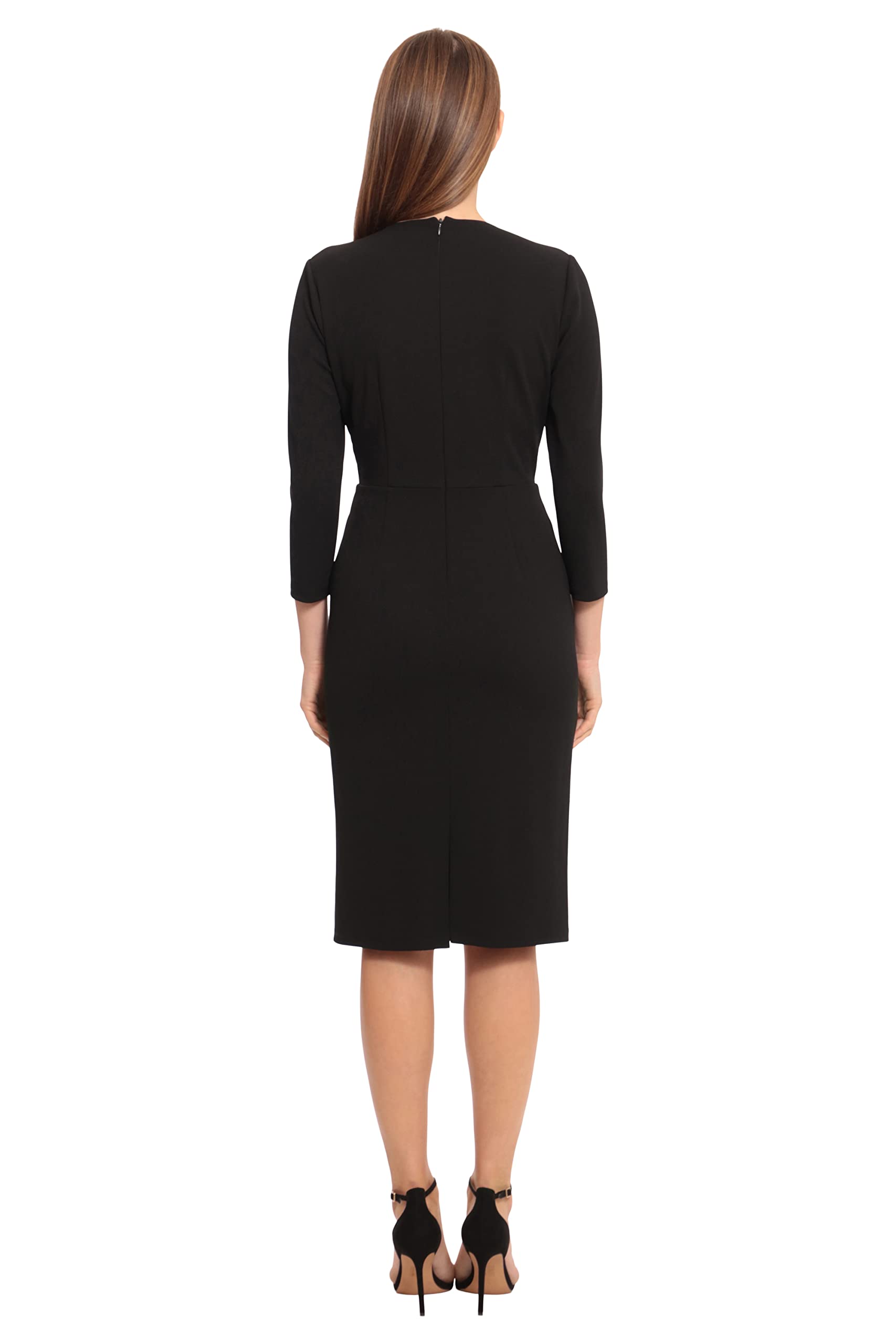 Maggy London Women's Plus Size Notched V-Neck Sheath Dress for Office, Work & Special Events | Elegant Formal Wear for Weddings, Parties & Business Meetings